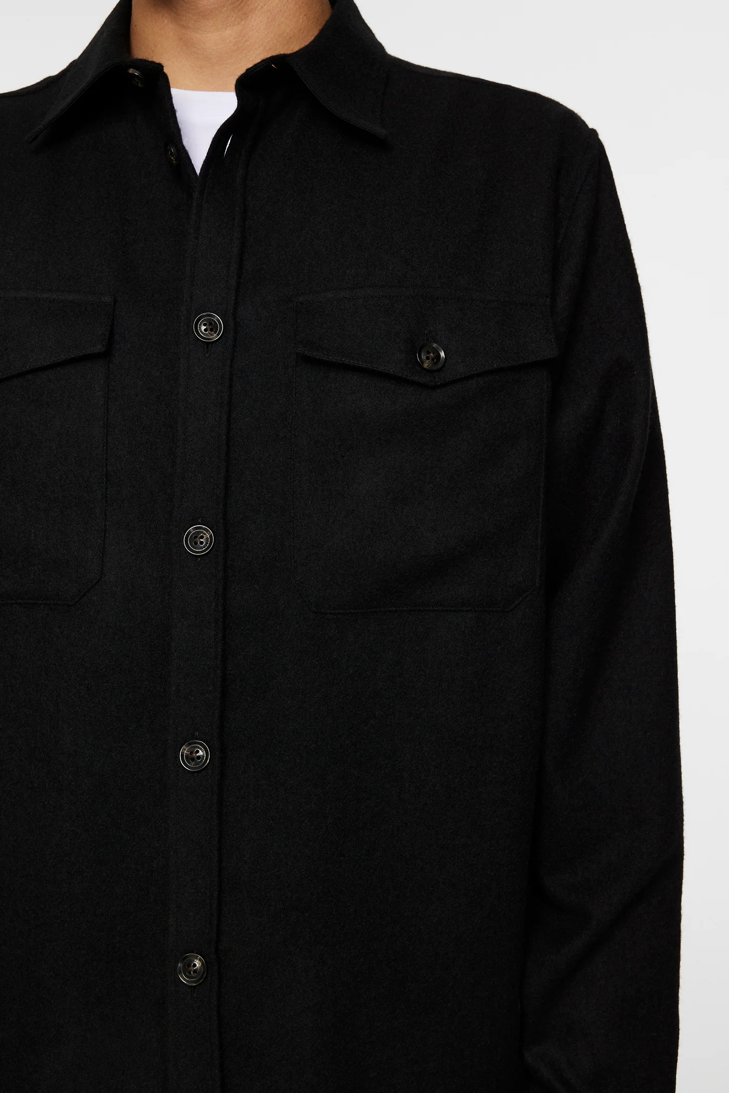 Flat Wool Overshirt / Black - Image 6