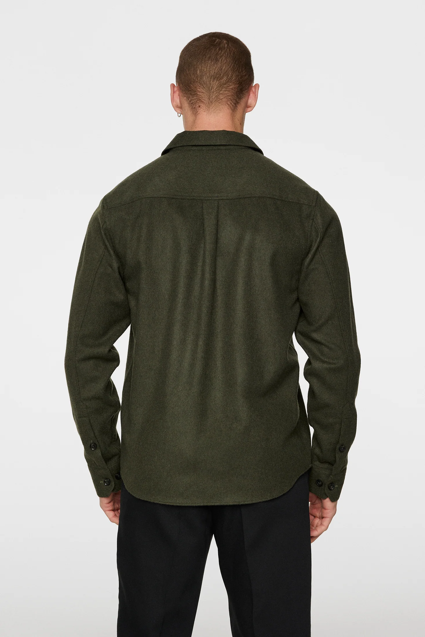 Flat Wool Overshirt / Forest Green - Image 3
