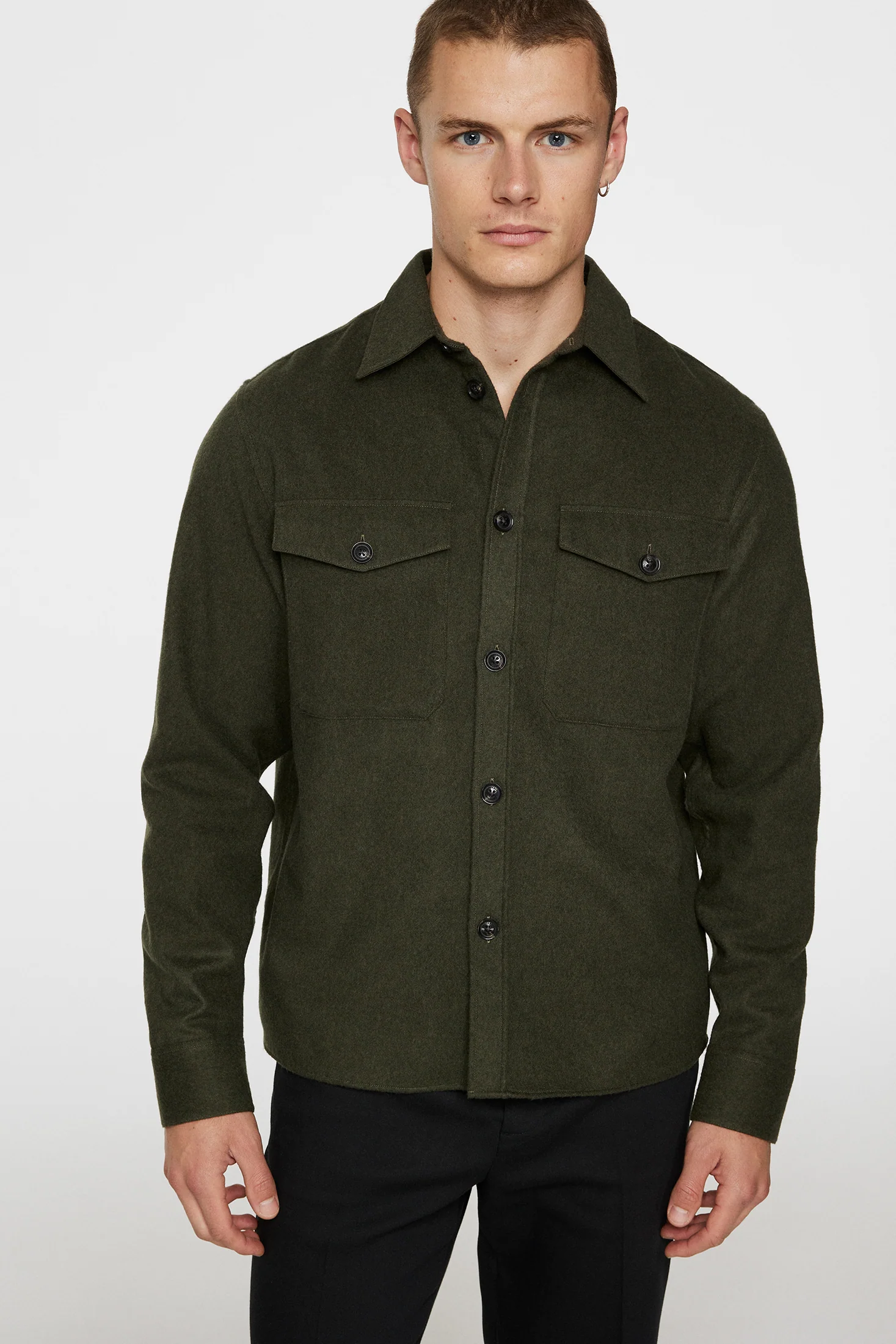 Flat Wool Overshirt / Forest Green - Image 5