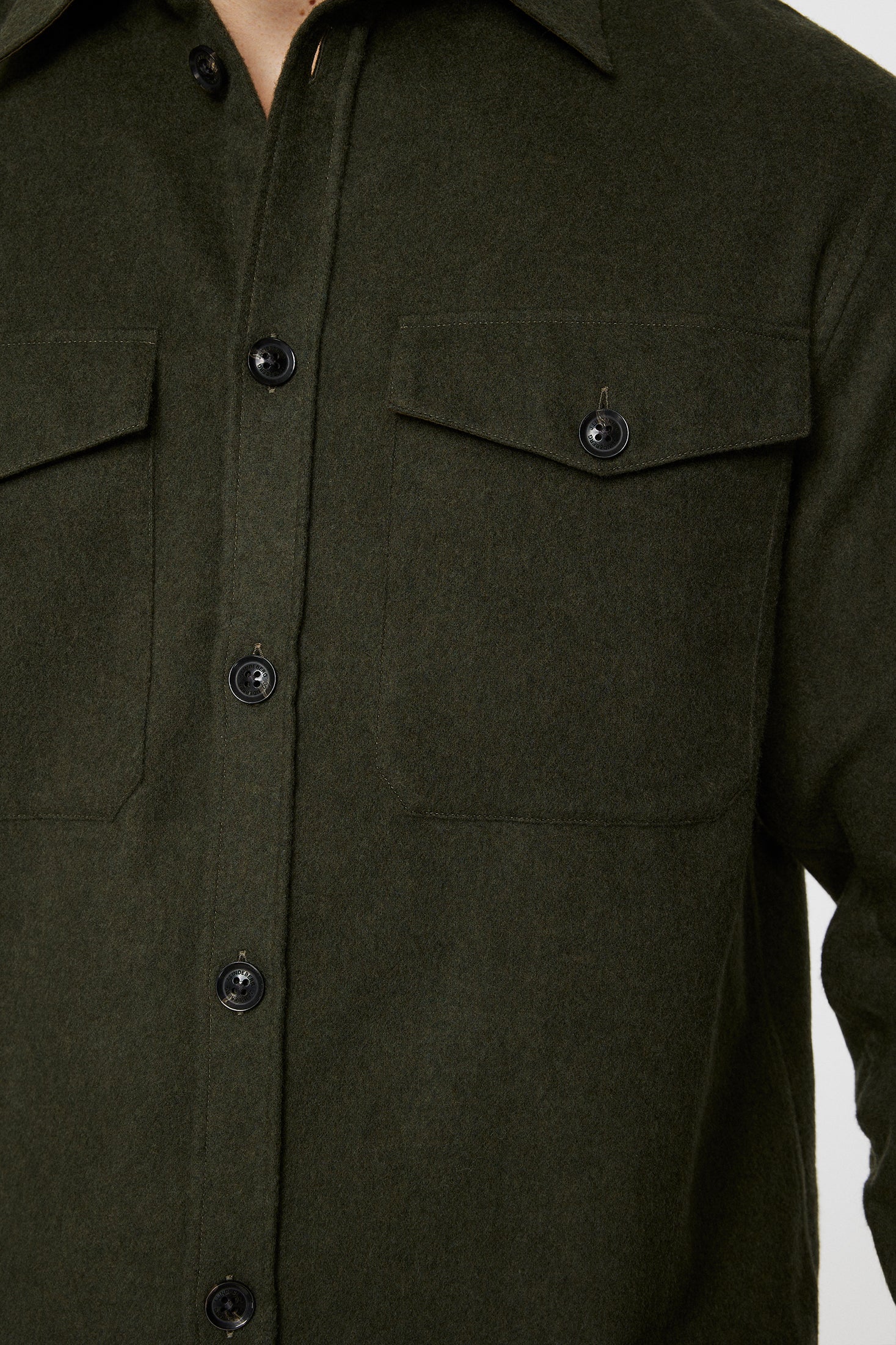 Flat Wool Overshirt / Forest Green - Image 6