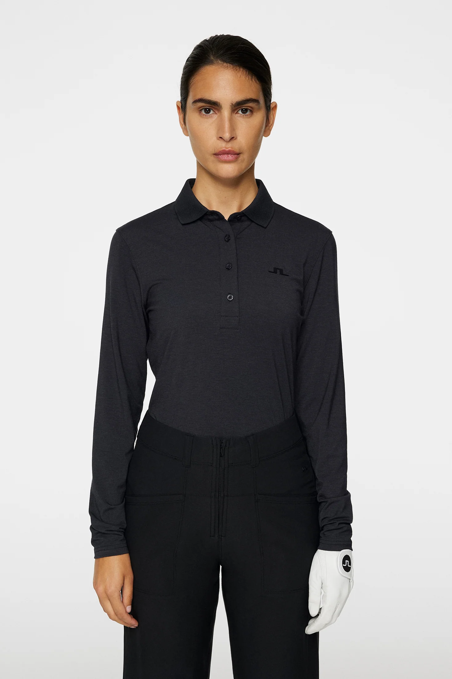 Flor Long Sleeve Polo / Black - Image 2