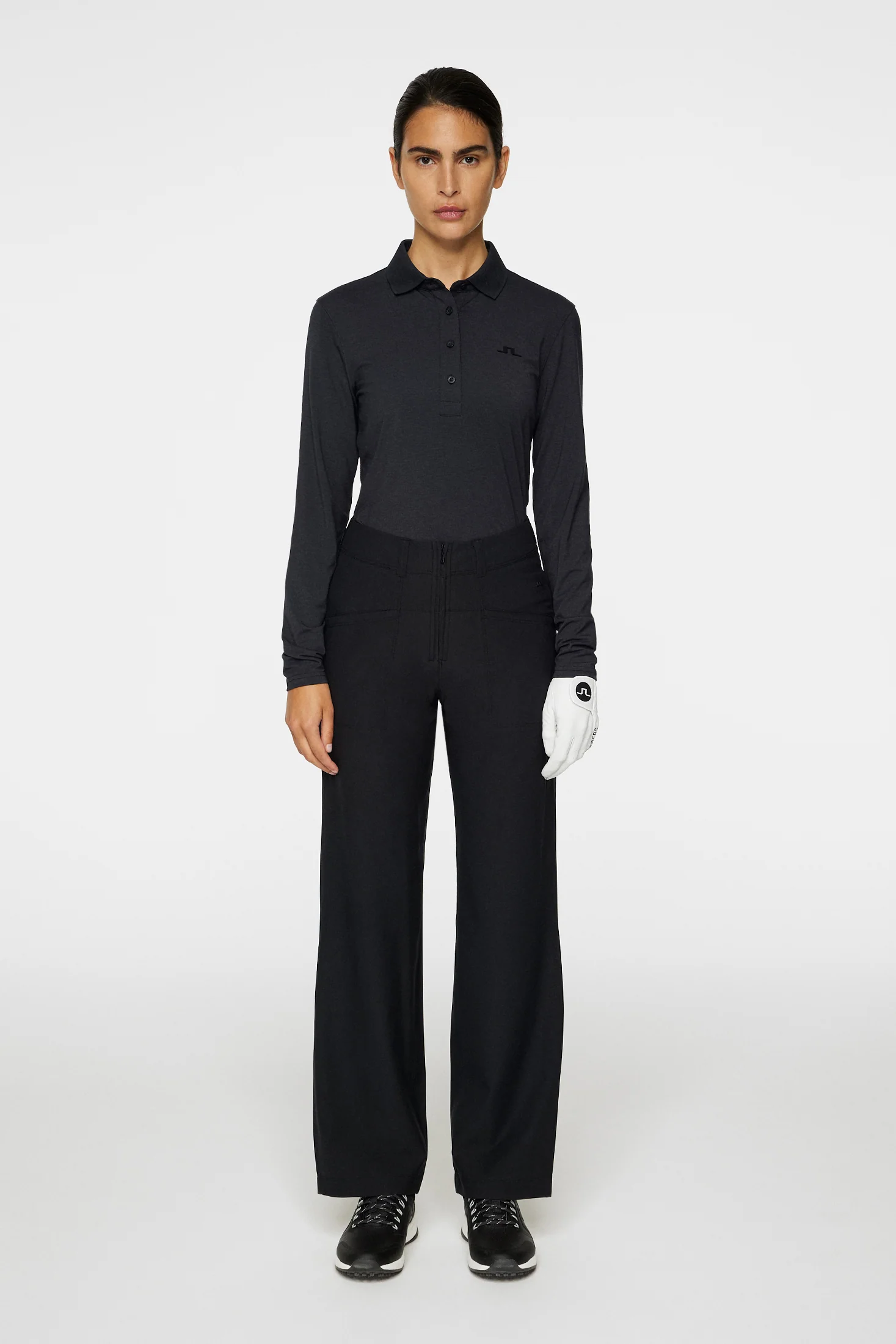 Flor Long Sleeve Polo / Black - Image 4