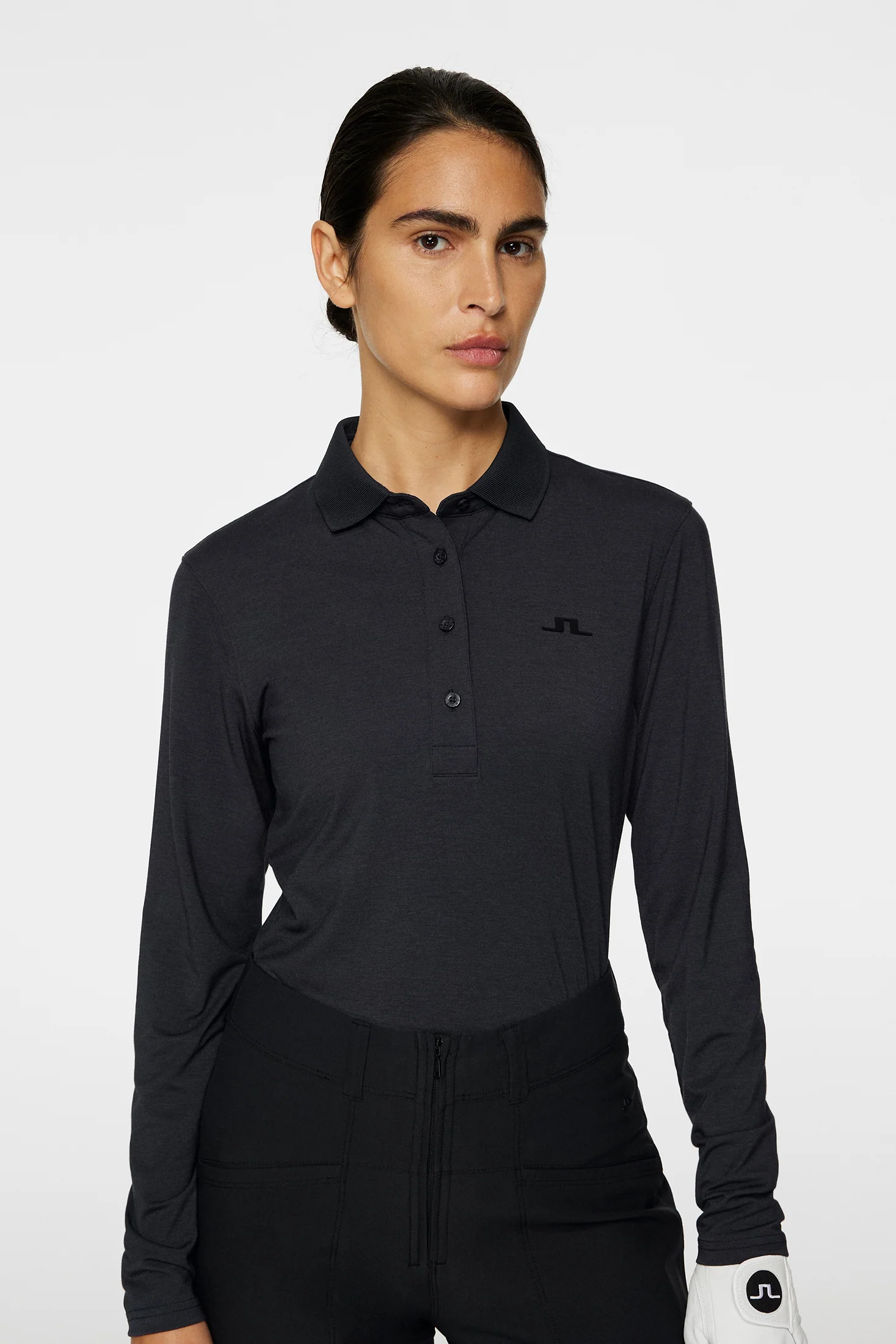 Flor Long Sleeve Polo / Black - Image 5