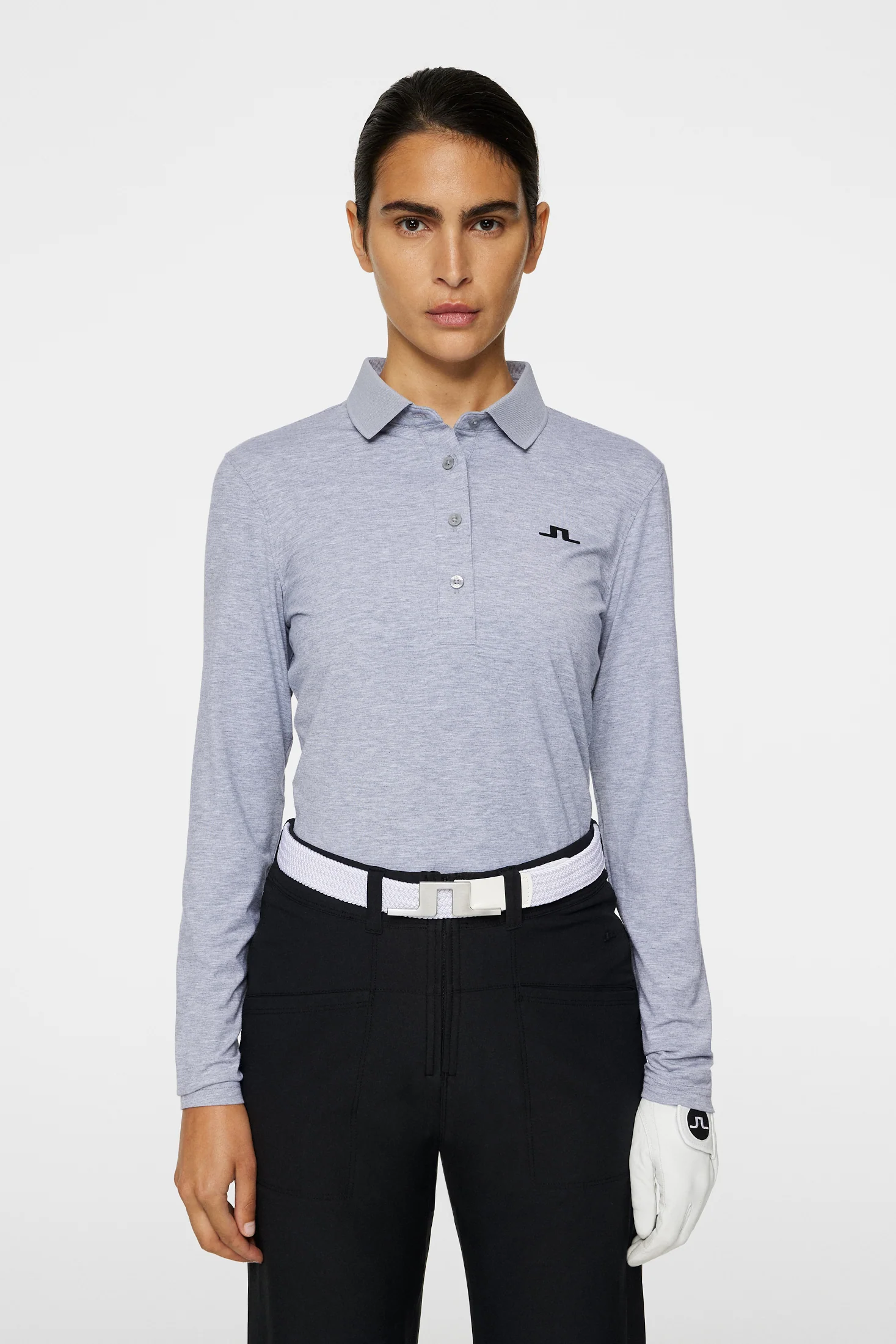 Flor Long Sleeve Polo / Medium Grey Melange - Image 2