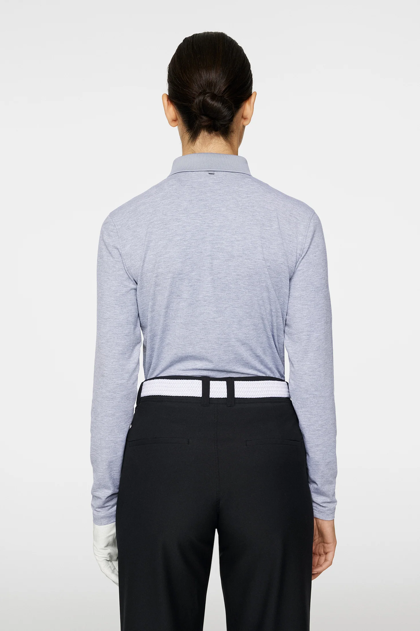 Flor Long Sleeve Polo / Medium Grey Melange - Image 3