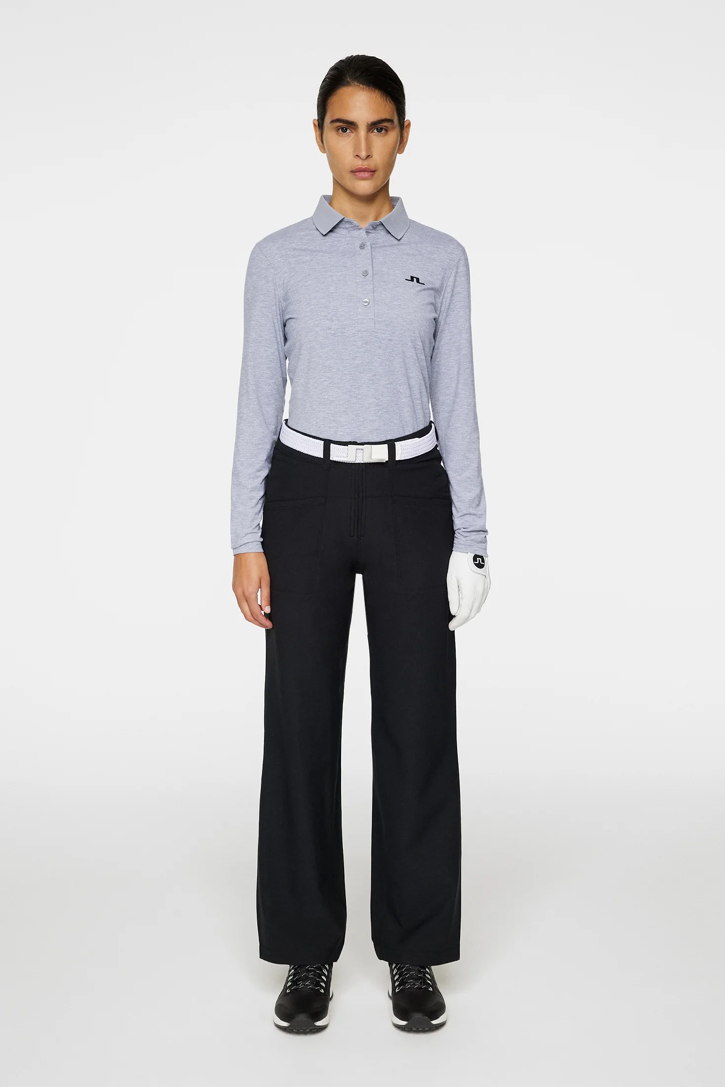 Flor Long Sleeve Polo / Medium Grey Melange - Image 4