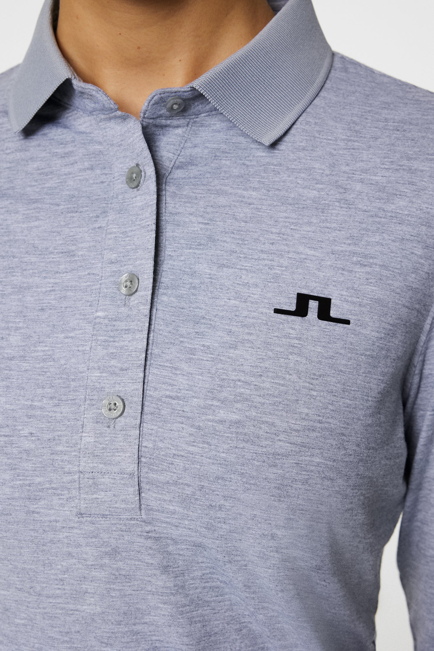 Flor Long Sleeve Polo / Medium Grey Melange - Image 6