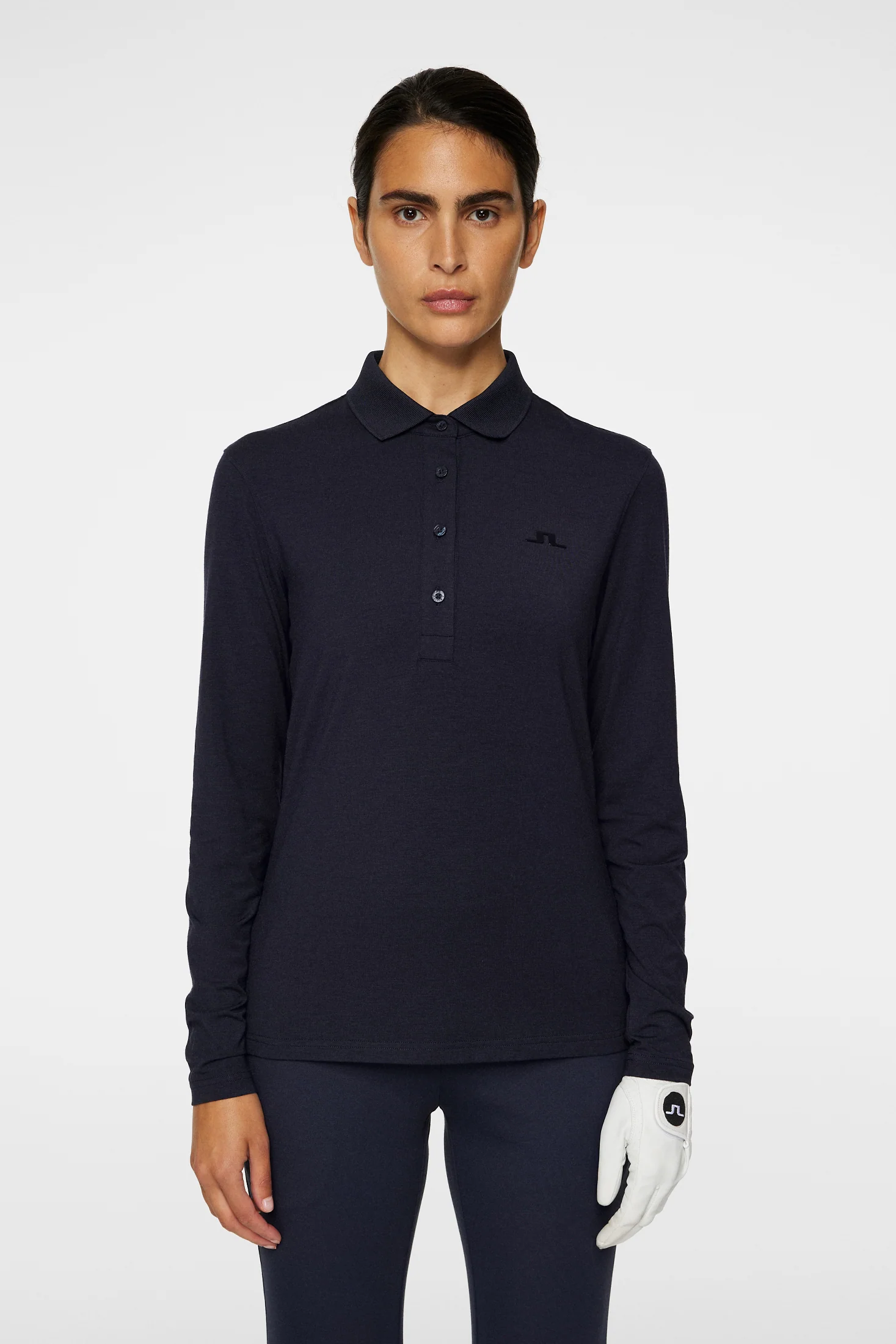 Flor Long Sleeve Polo / Navy Melange - Image 2