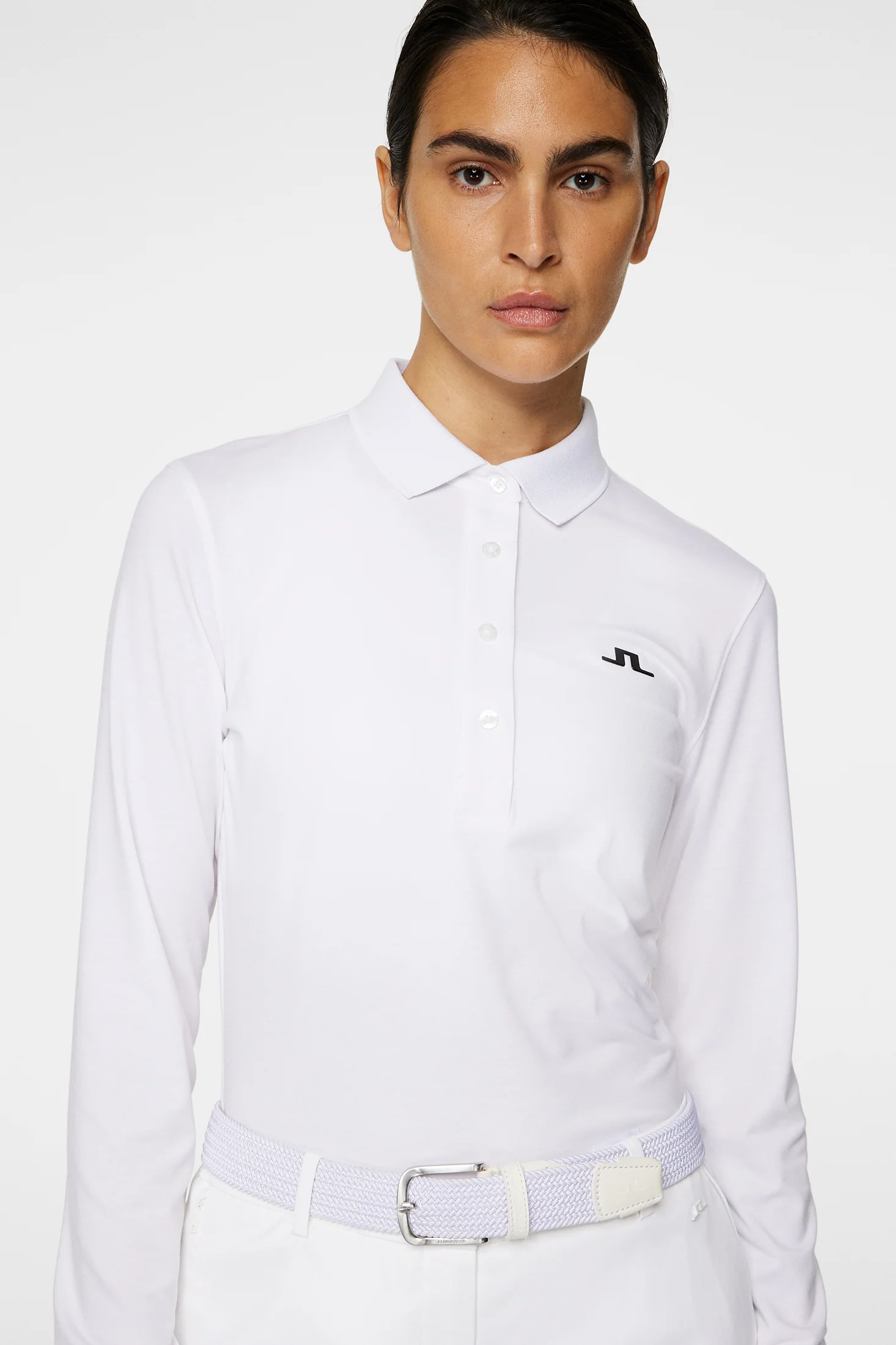 Flor Long Sleeve Polo / White - Image 5