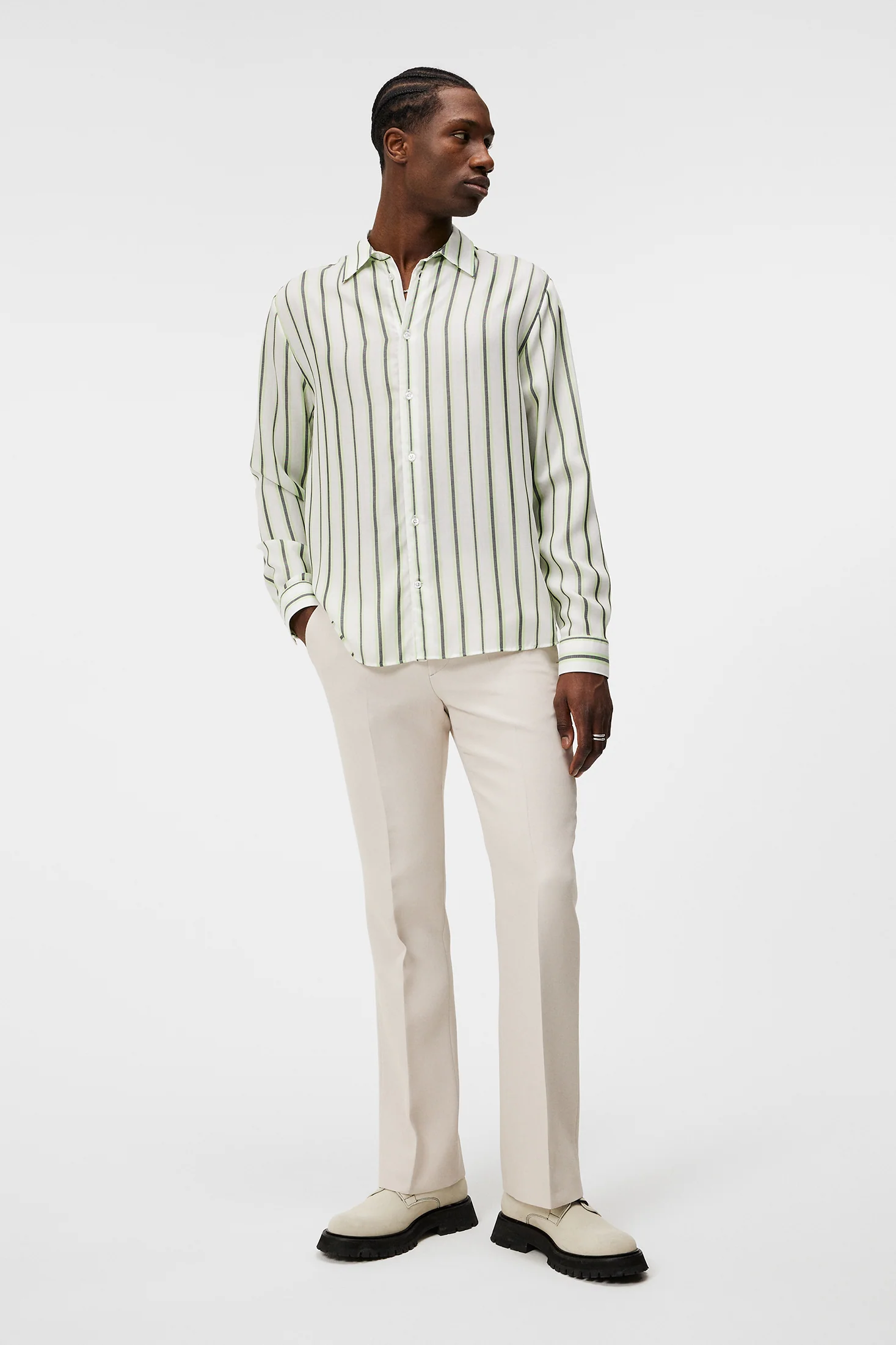 Florindo Tencel Stripe Shirt / Cloud White - Image 4