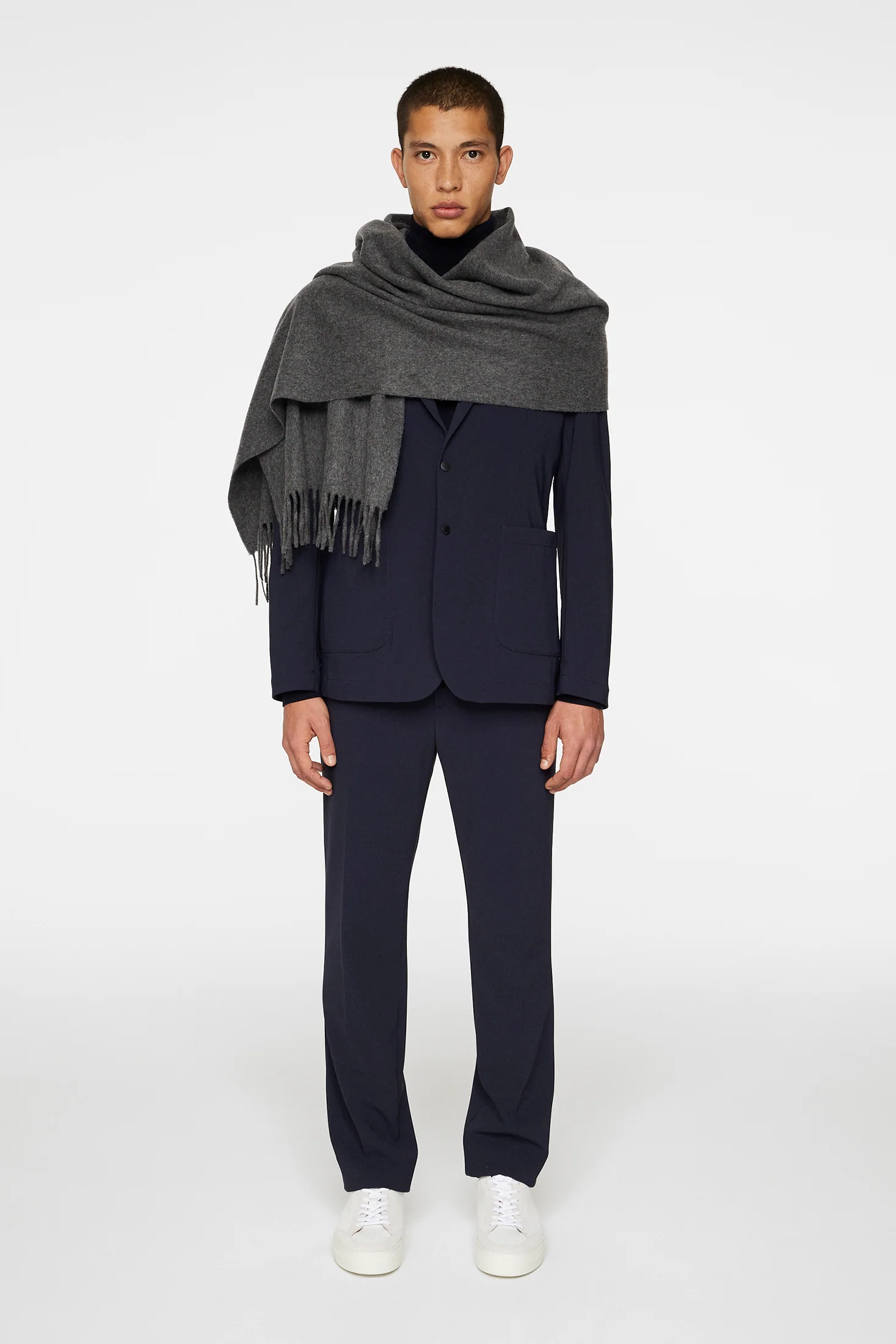 Frame Cashmere Blend Scarf / Mid Grey Melange - Image 3