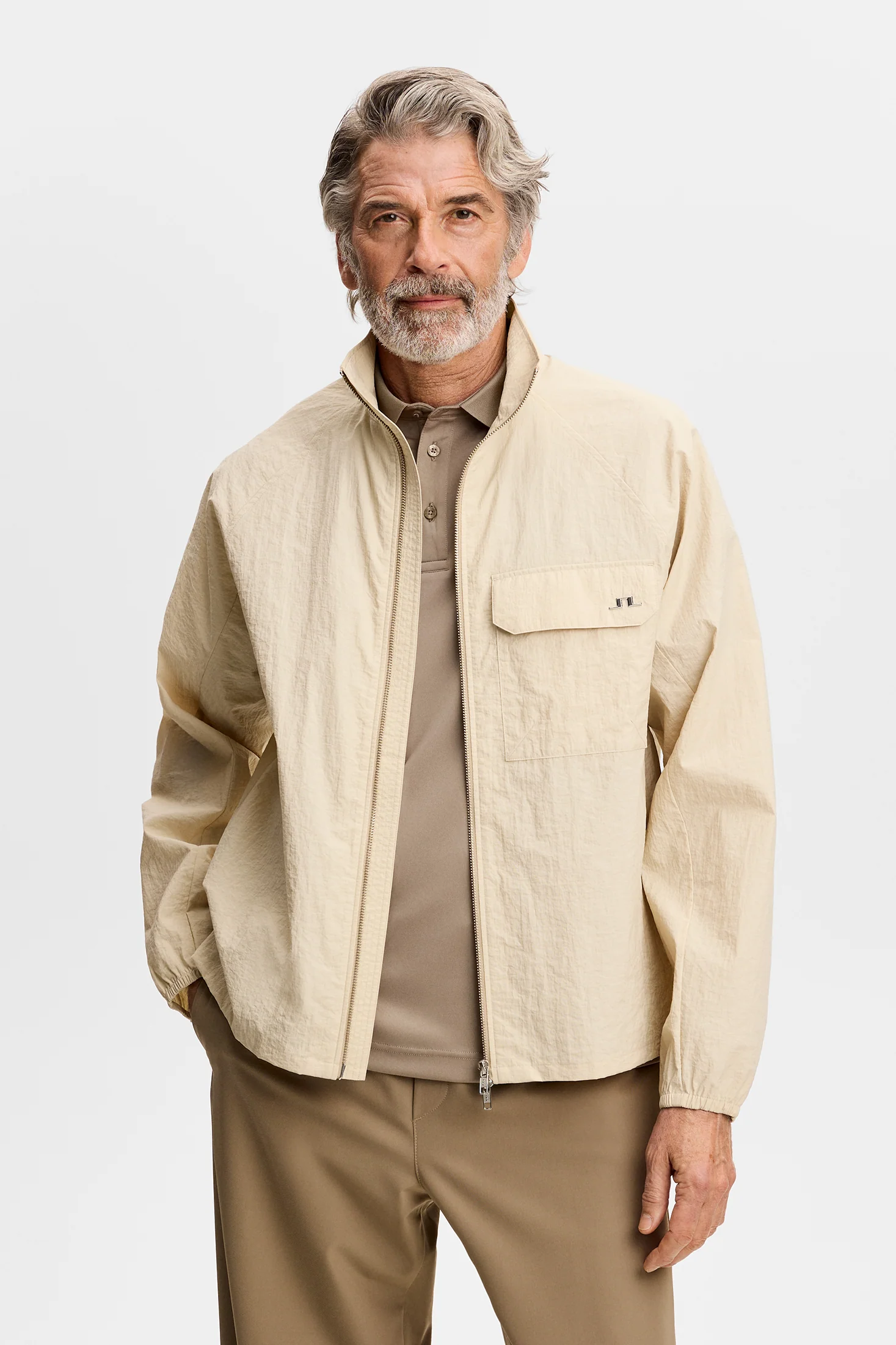 Gian Crinkle Zip Overshirt / Moonbeam - Image 2