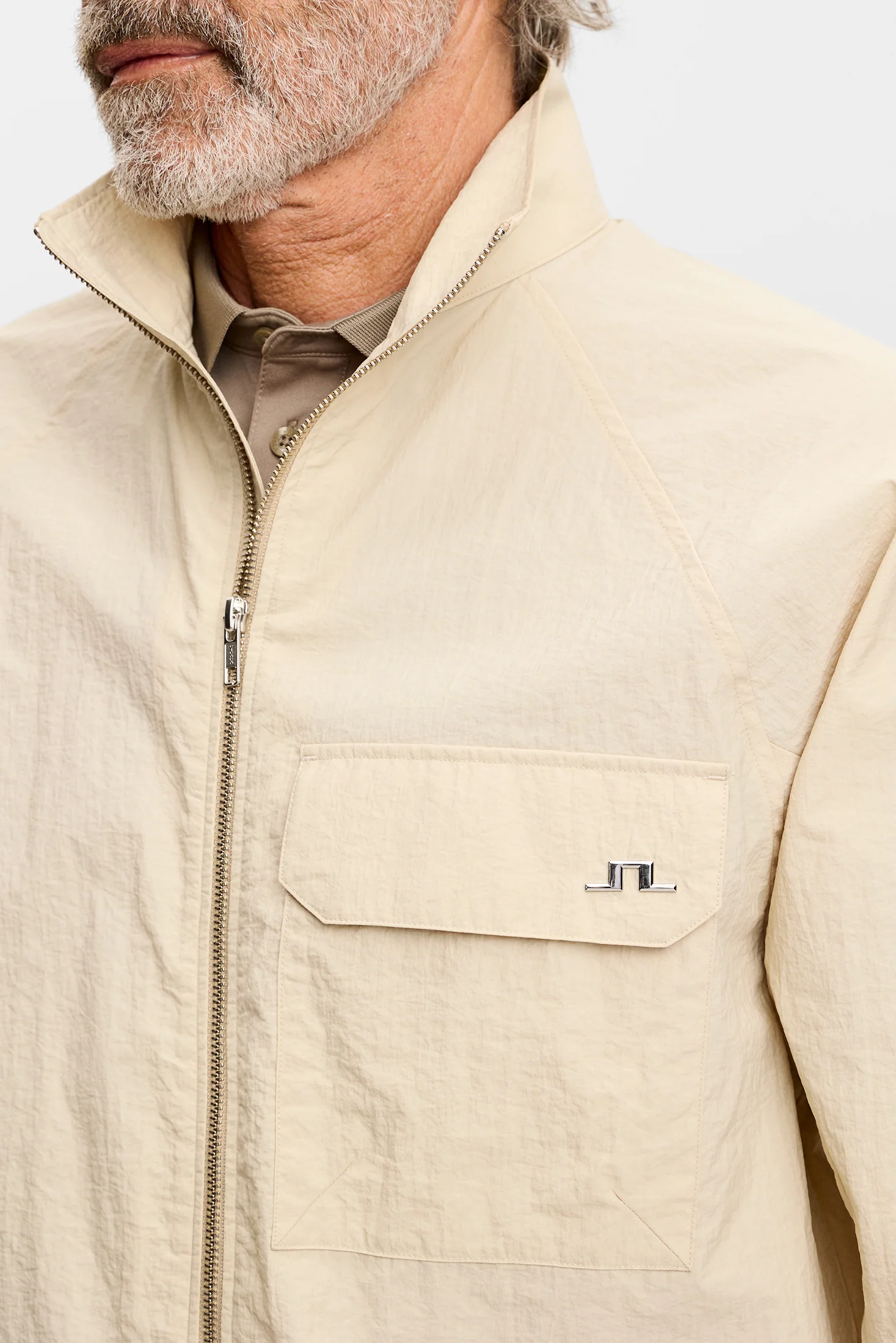 Gian Crinkle Zip Overshirt / Moonbeam - Image 5