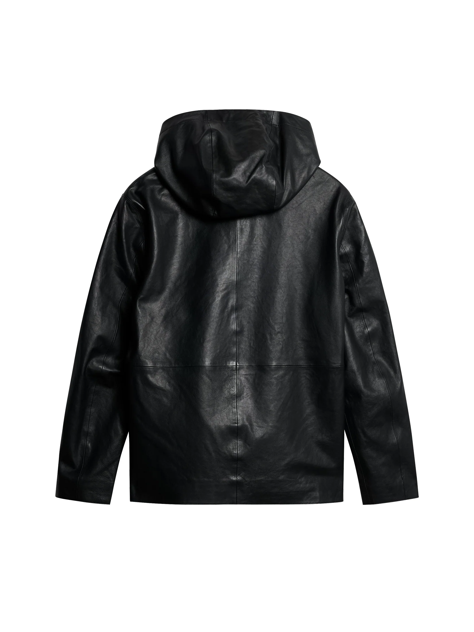 Hadley Leather Hoody Jacket / Black - Image 2