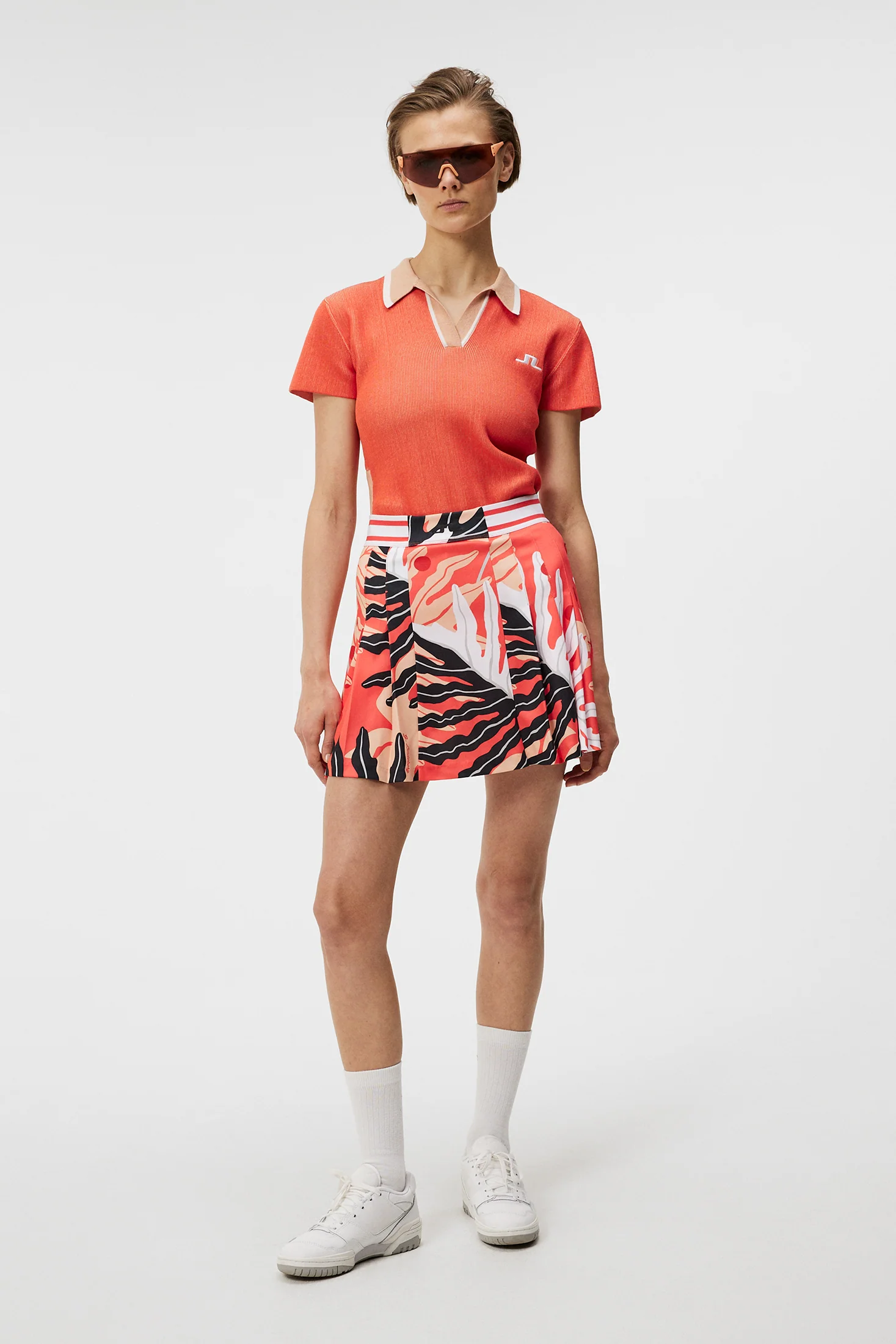 Harlow Print Skirt / Paradise Monstera Coral - Image 4