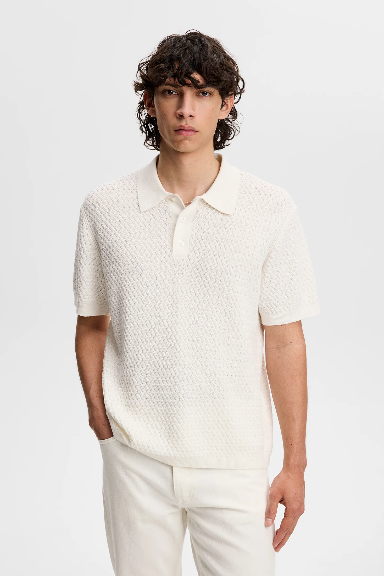 Jacques Structure Knit Polo / Tofu - Image 3