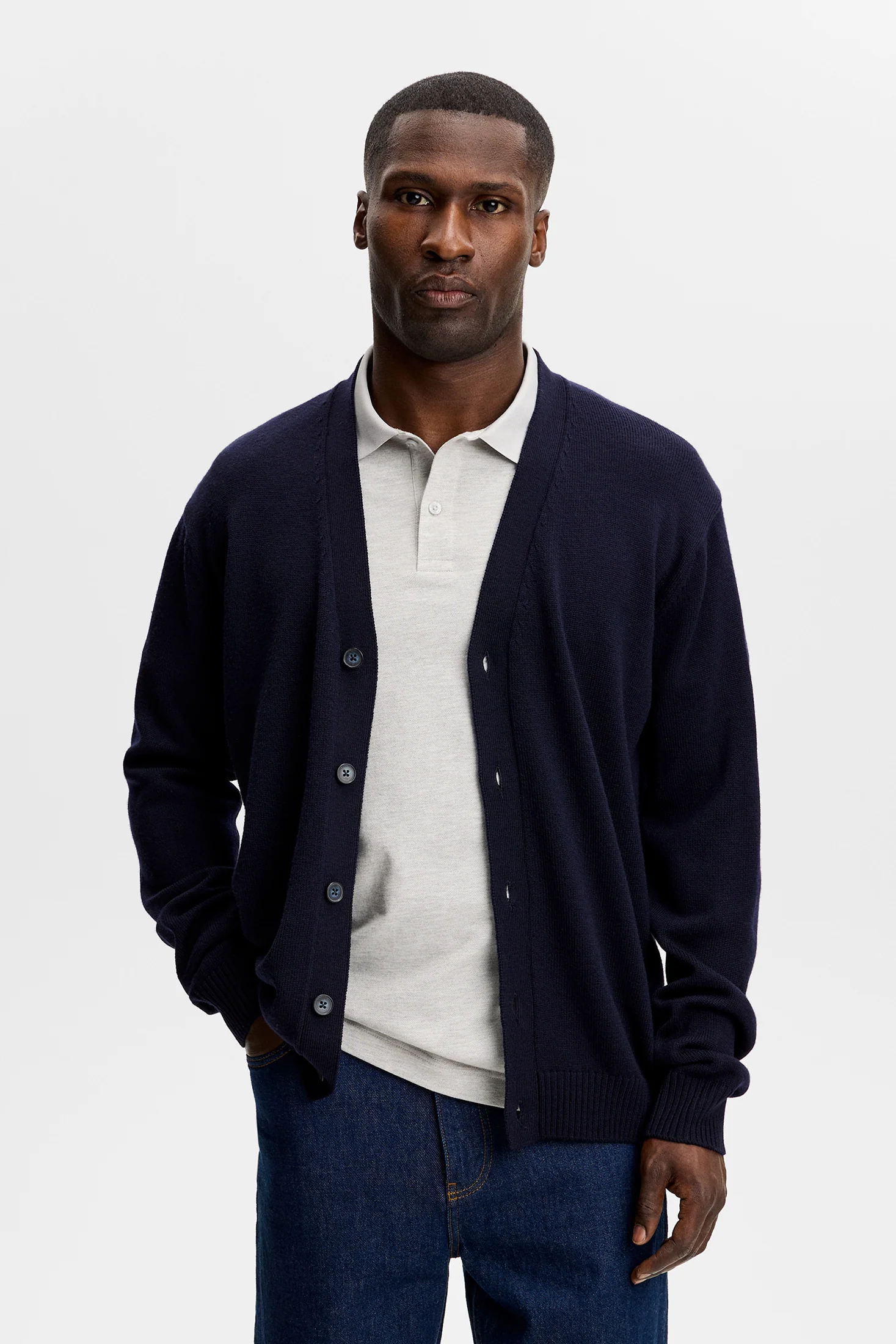 Jared Merino Cardigan / JL Navy - Image 3