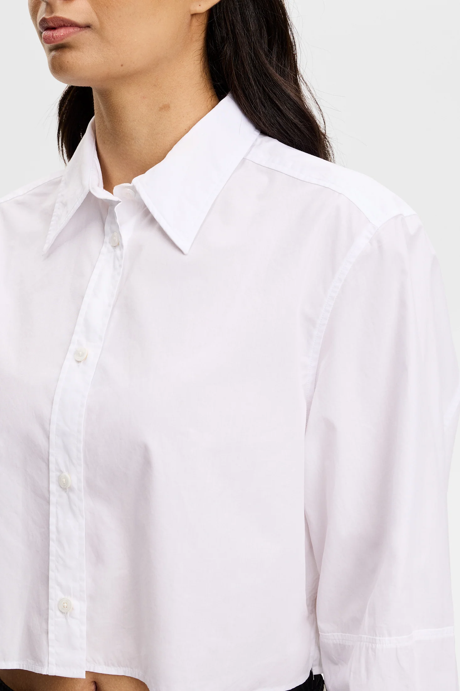 Jelina Cotton Solid Shirt / White - Image 6