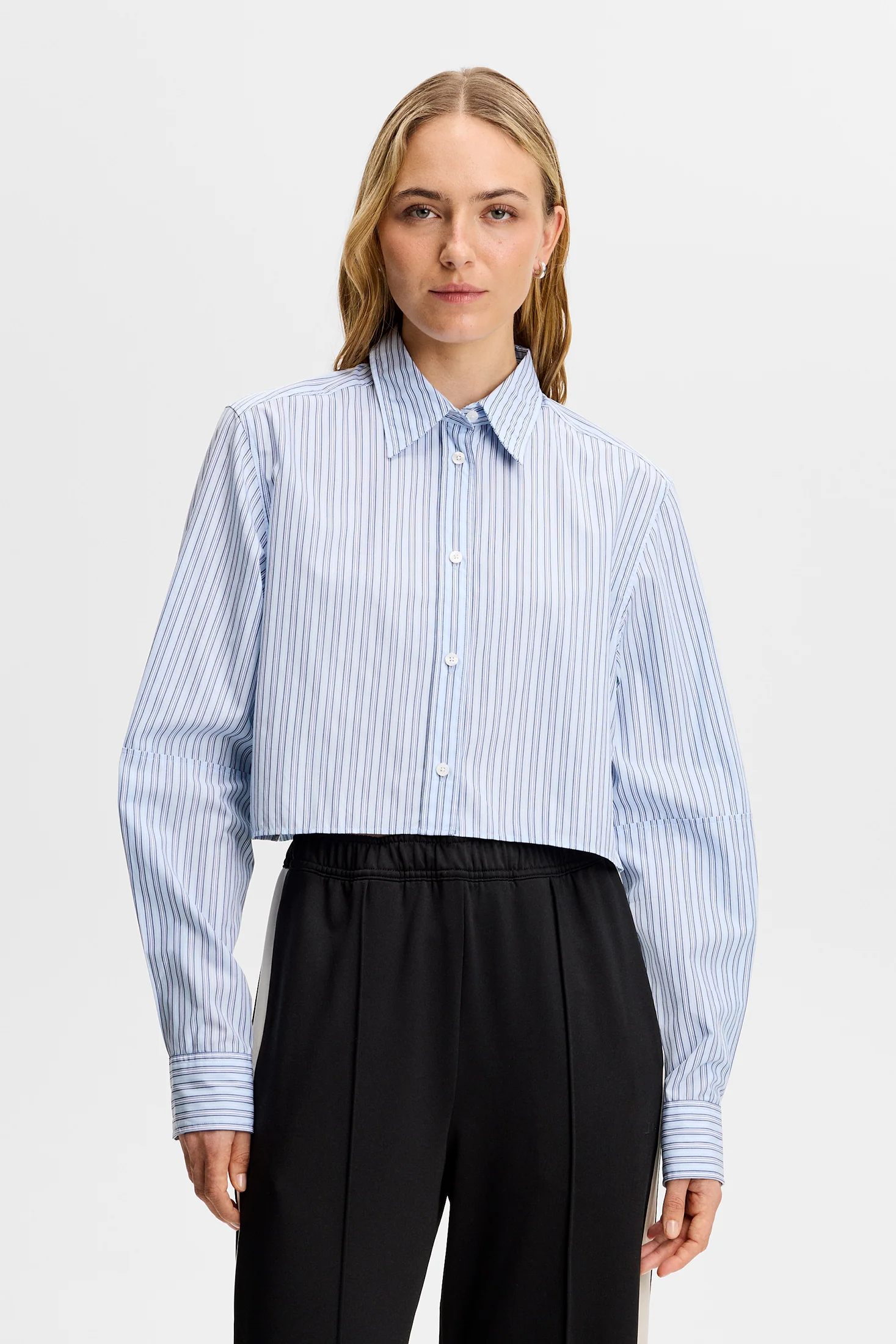 Jelina Cotton Stripe Shirt / Forget-Me-Not - Image 3