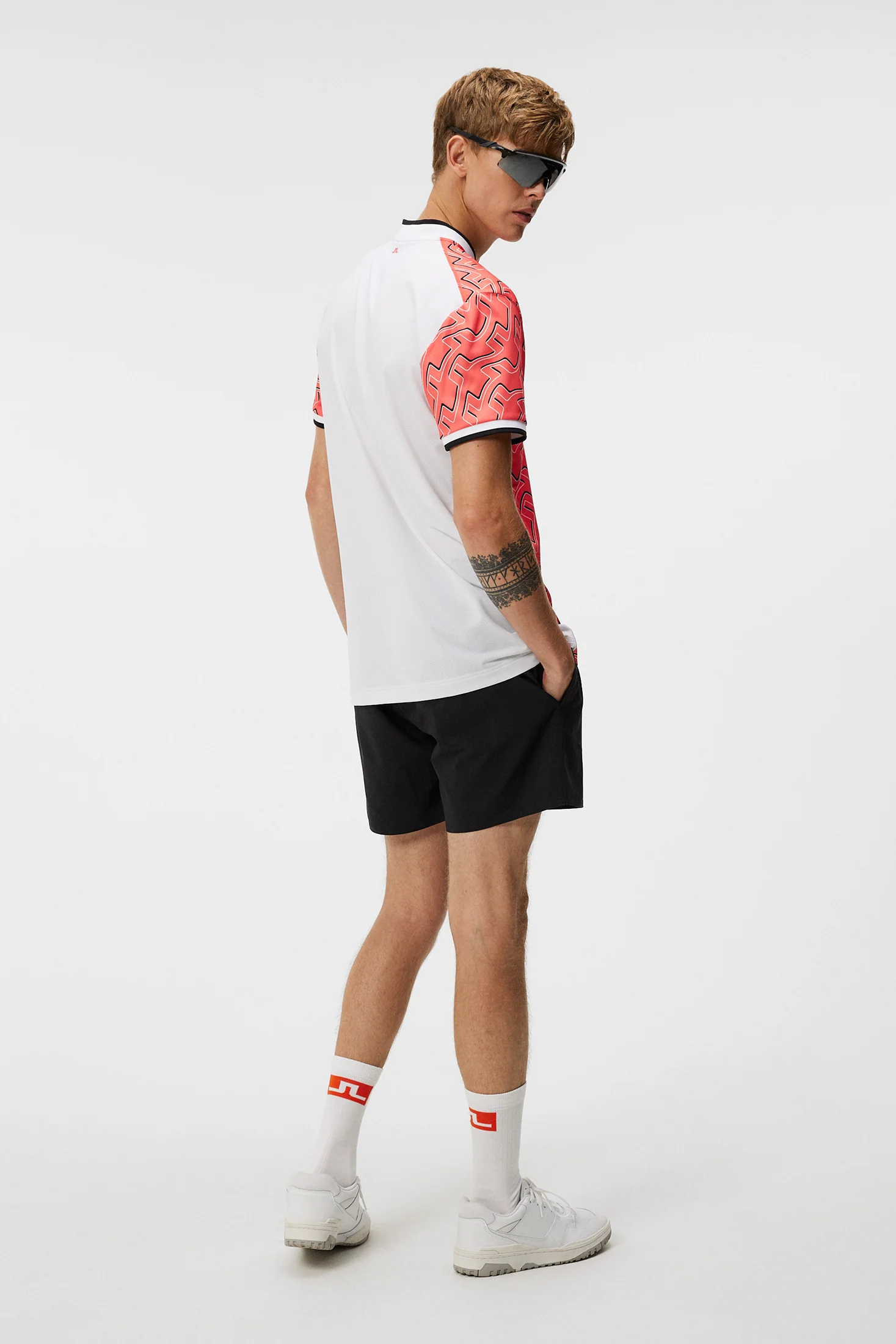 Jensen Print Reg Fit Polo / Outline Bridge Wave Coral - Image 3