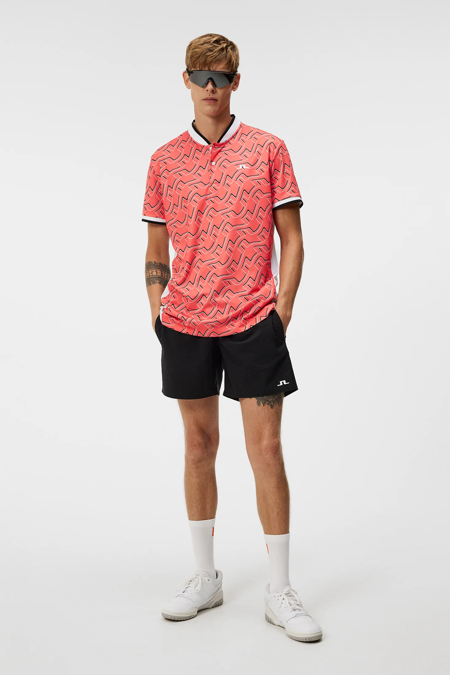 Jensen Print Reg Fit Polo / Outline Bridge Wave Coral - Image 4