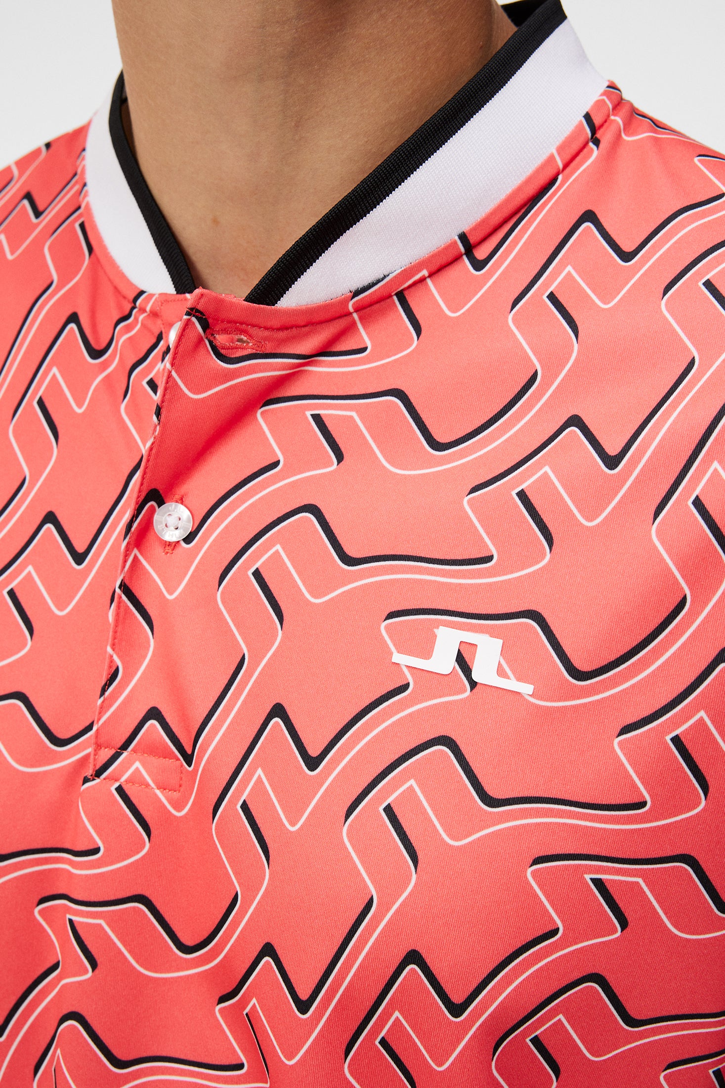 Jensen Print Reg Fit Polo / Outline Bridge Wave Coral - Image 6