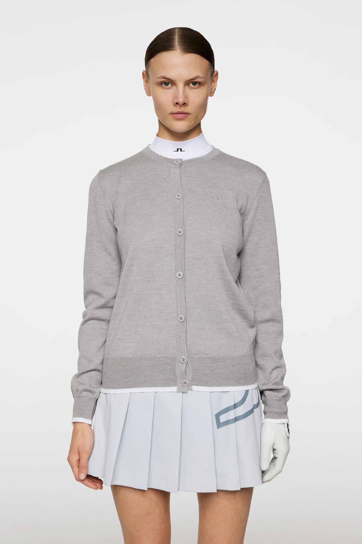 Joanna Knitted Cardigan / Light Grey Melange - Image 2
