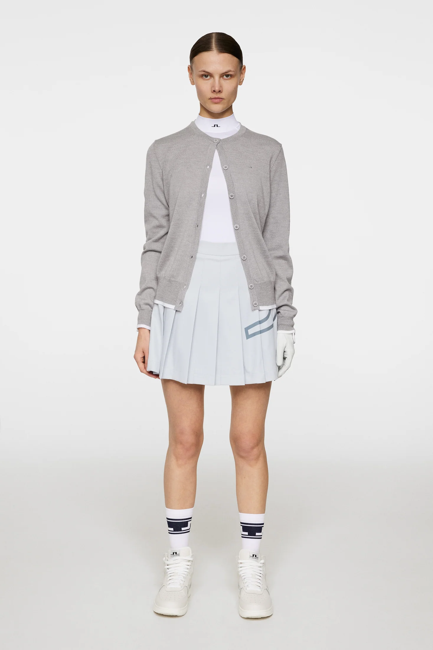 Joanna Knitted Cardigan / Light Grey Melange - Image 4