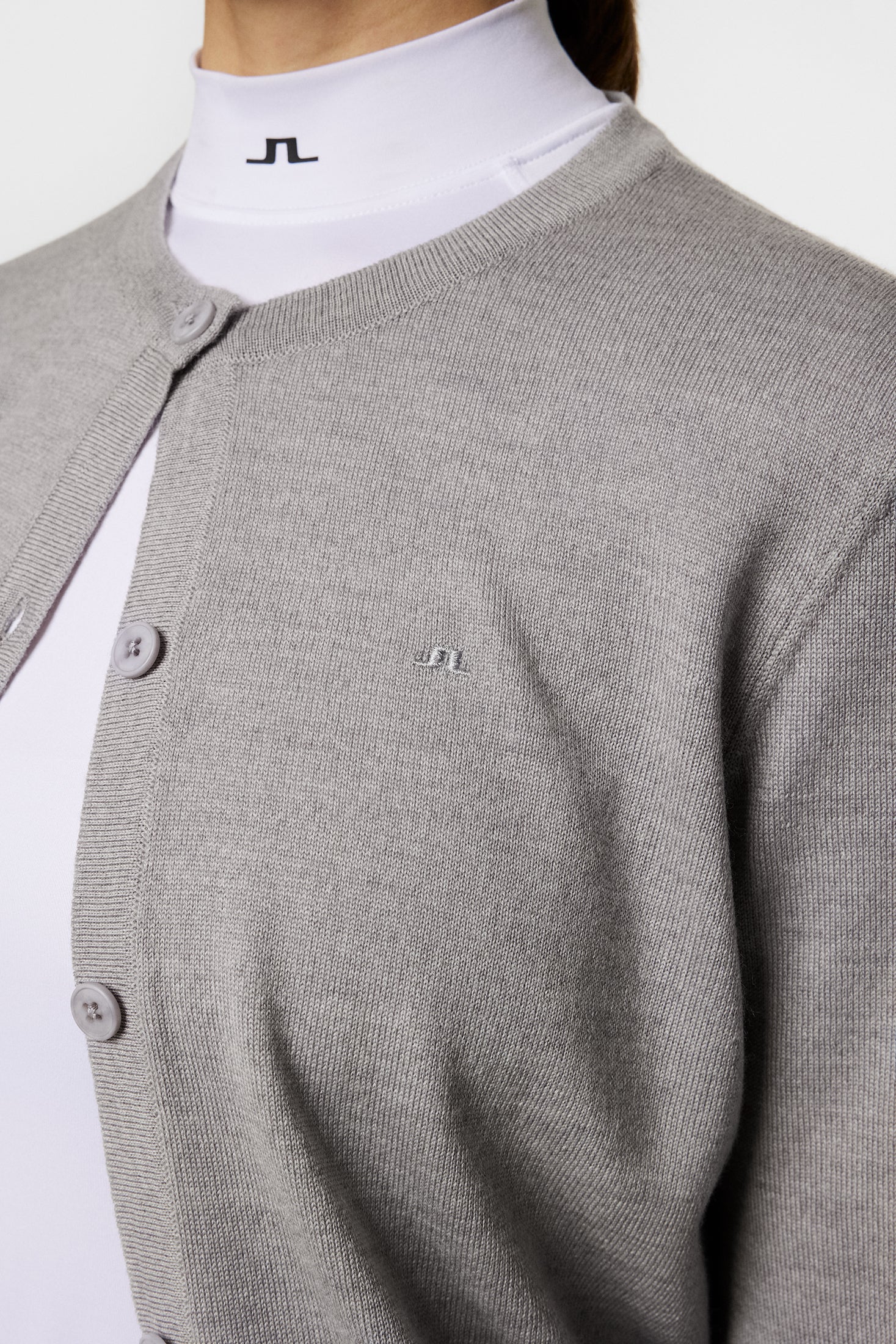 Joanna Knitted Cardigan / Light Grey Melange - Image 6