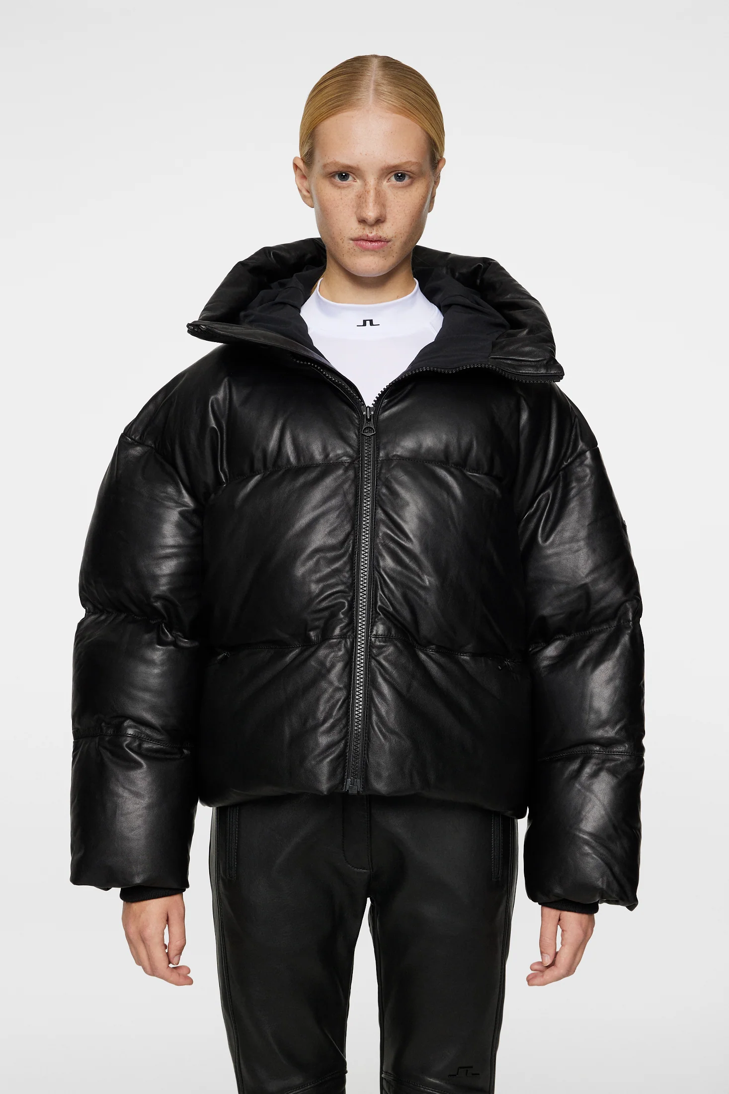 Jolene Leather Padded Jacket / Black - Image 2