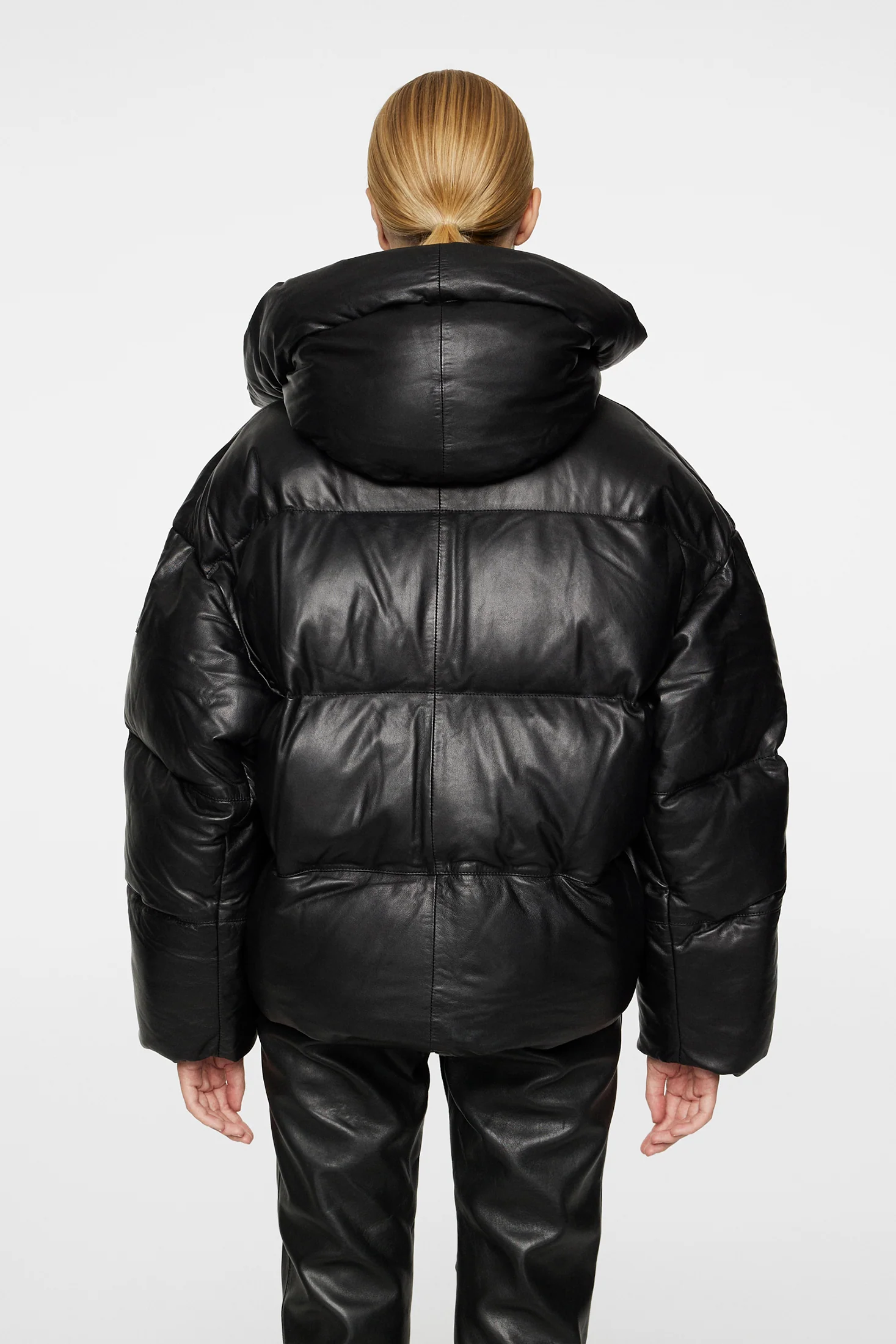 Jolene Leather Padded Jacket / Black - Image 3
