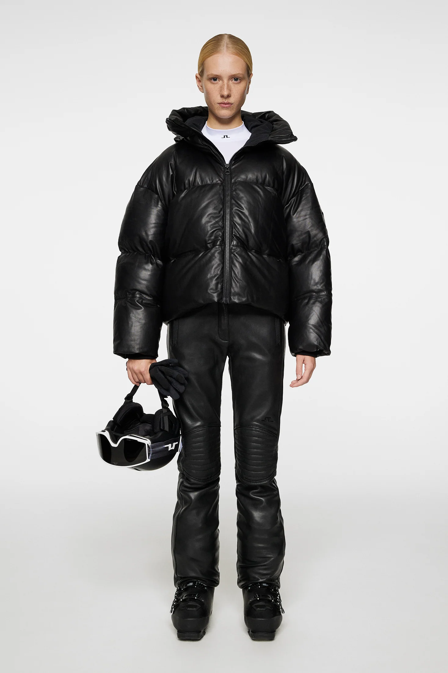 Jolene Leather Padded Jacket / Black - Image 4