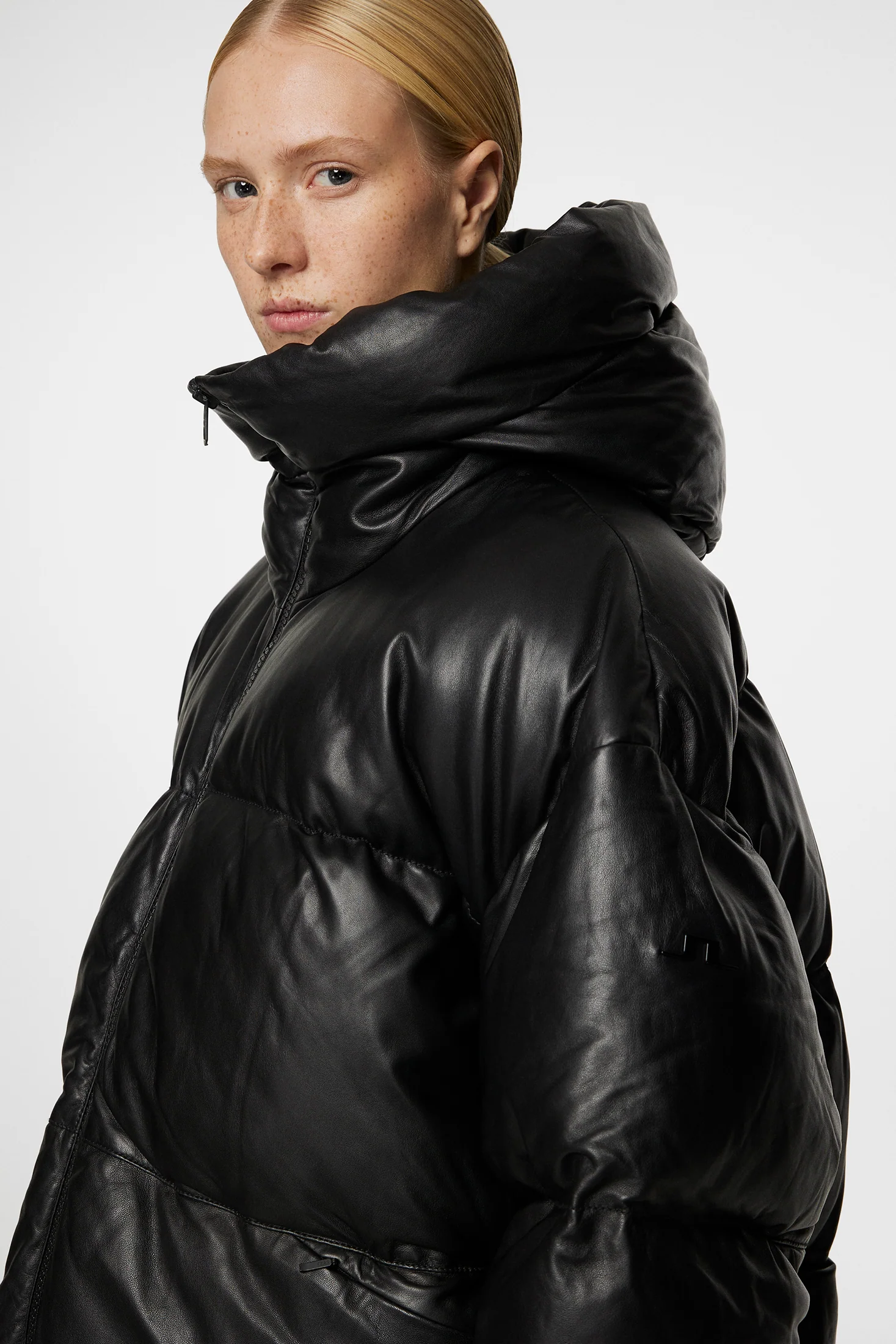 Jolene Leather Padded Jacket / Black - Image 5