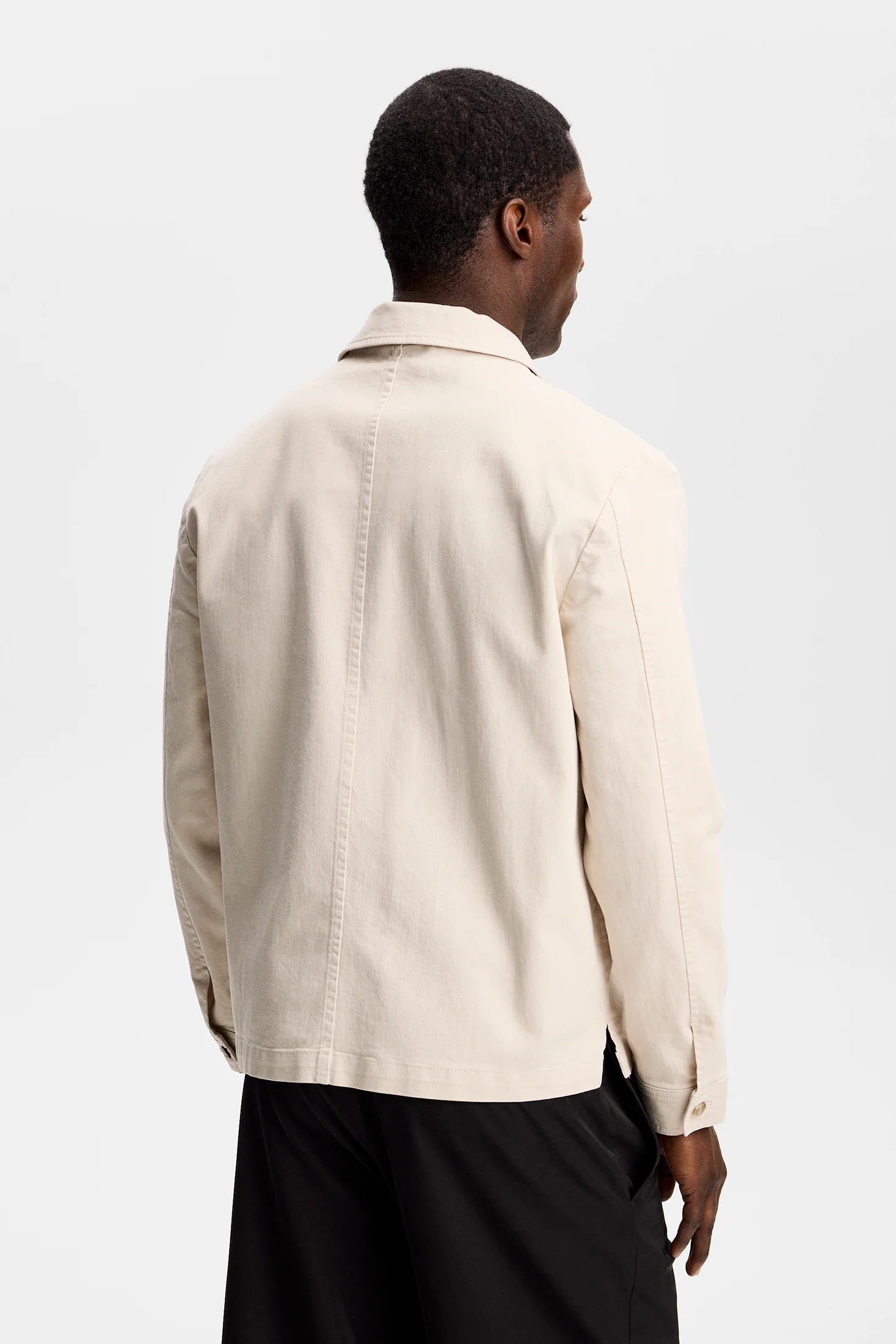 Julius Cotton Twill Overshirt / Moonbeam - Image 3