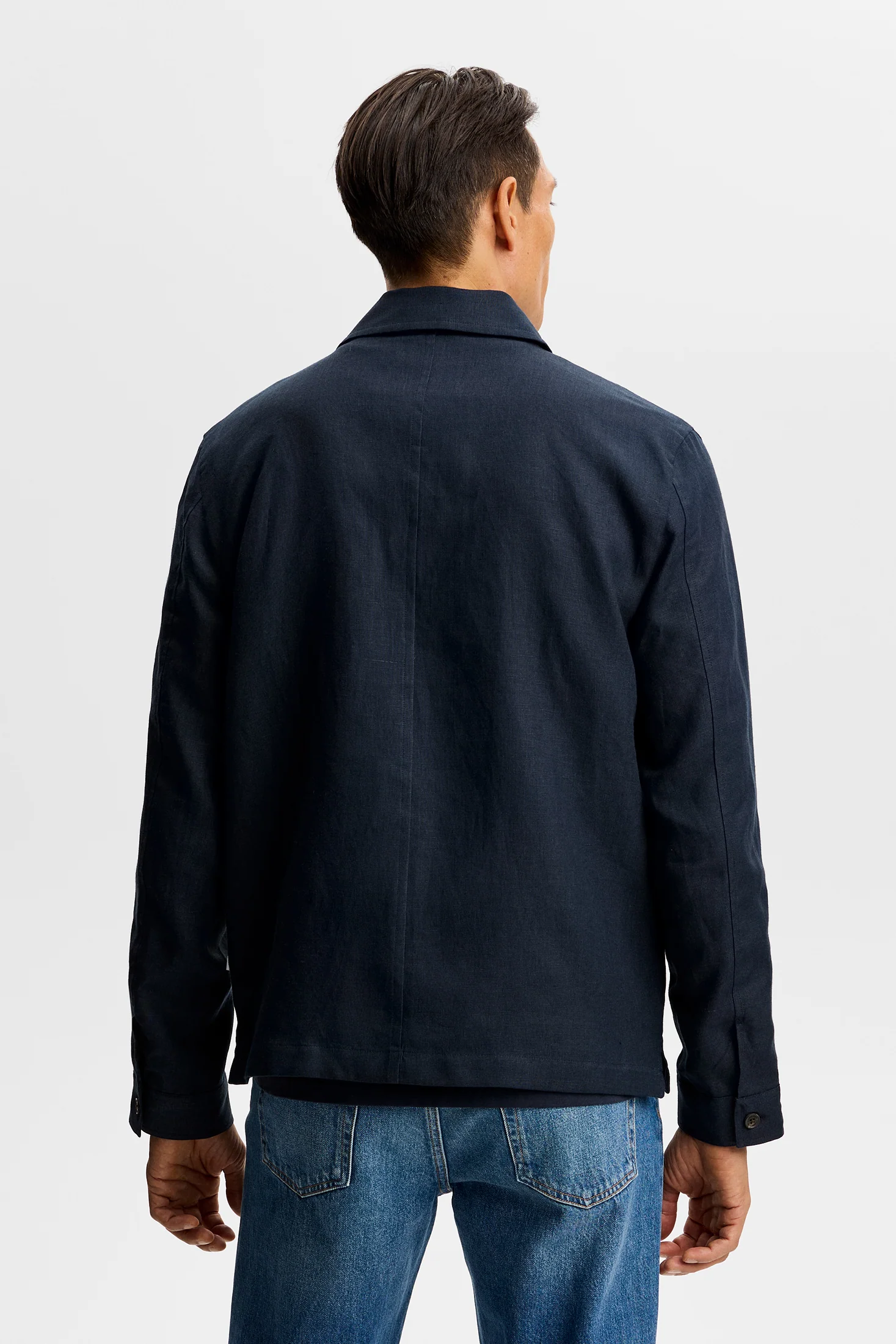 Julius Drape Linen Overshirt / JL Navy - Image 3
