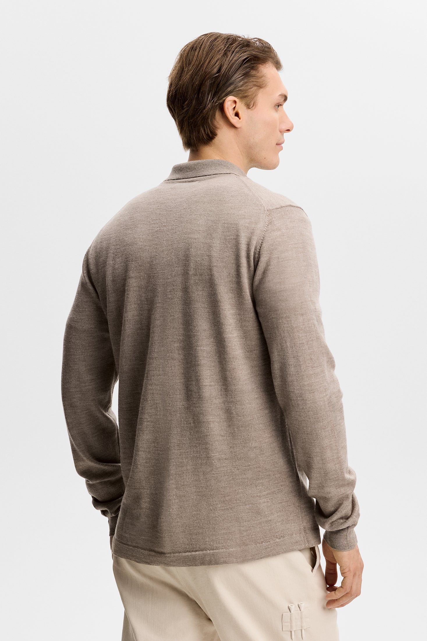 Kaleb Merino Cardigan / Brindle Melange - Image 3