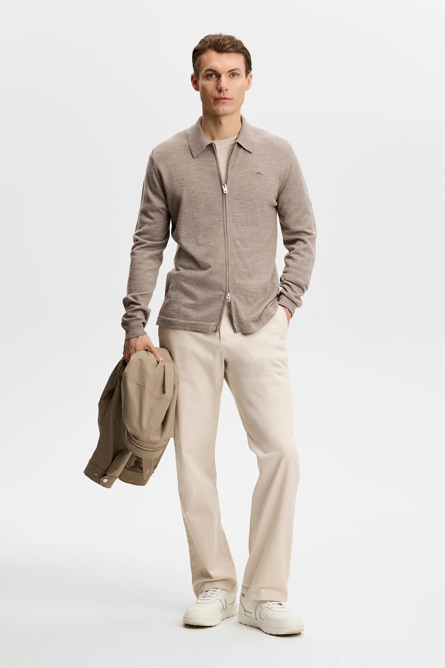 Kaleb Merino Cardigan / Brindle Melange - Image 4