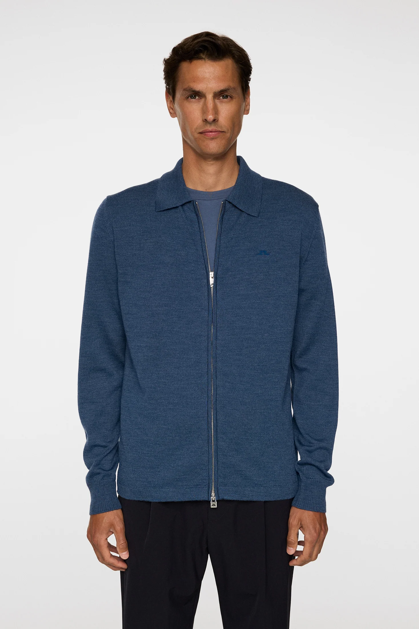 Kaleb Merino Zip Cardigan / Vintage Indigo Melange - Image 2