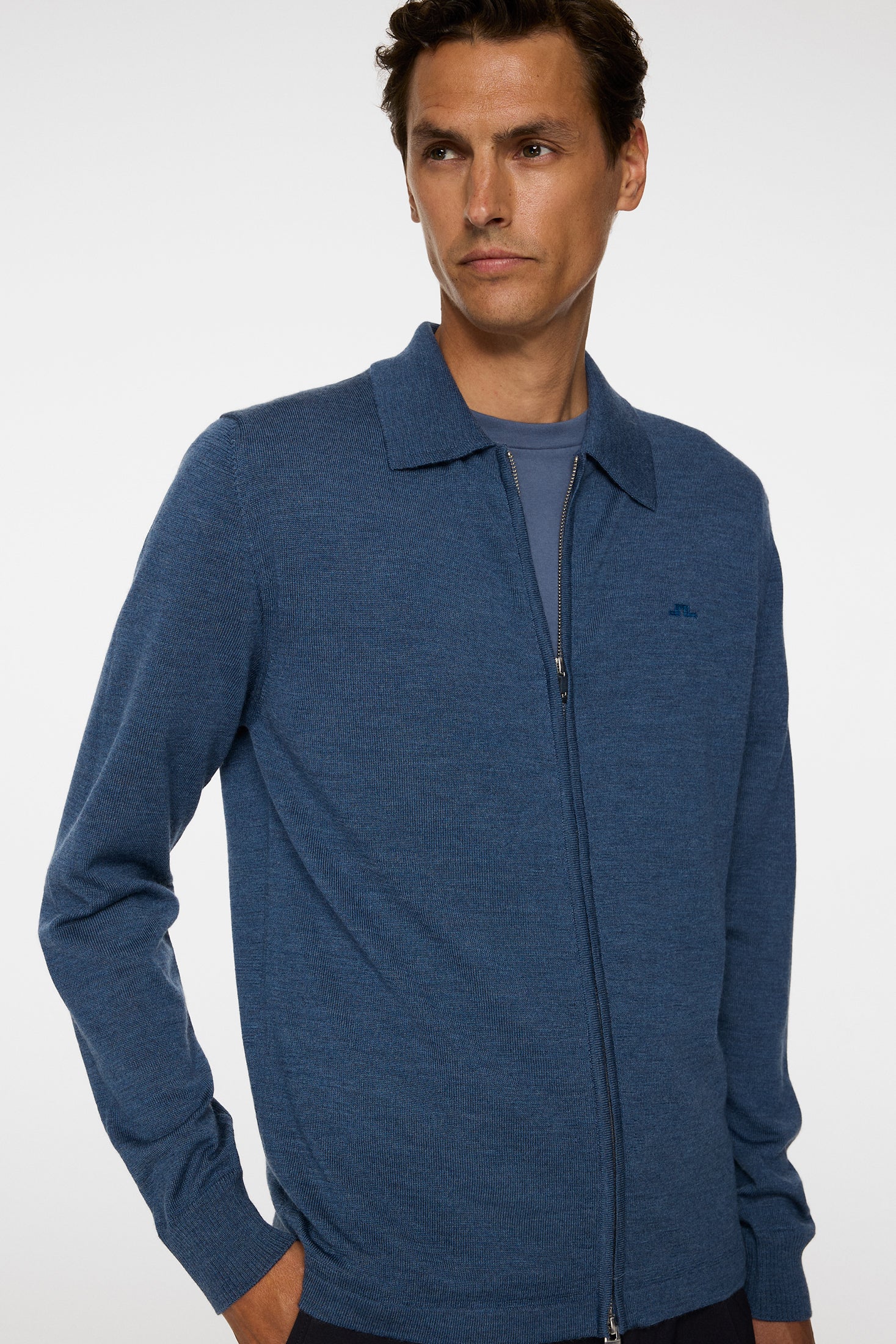 Kaleb Merino Zip Cardigan / Vintage Indigo Melange - Image 5