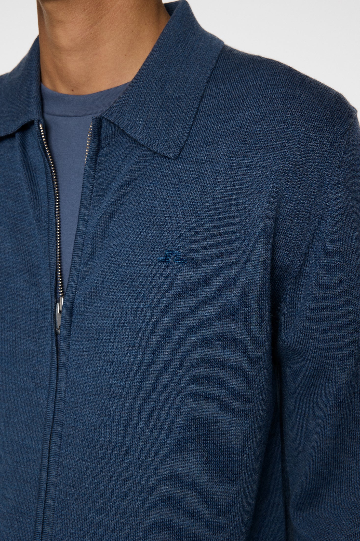 Kaleb Merino Zip Cardigan / Vintage Indigo Melange - Image 6