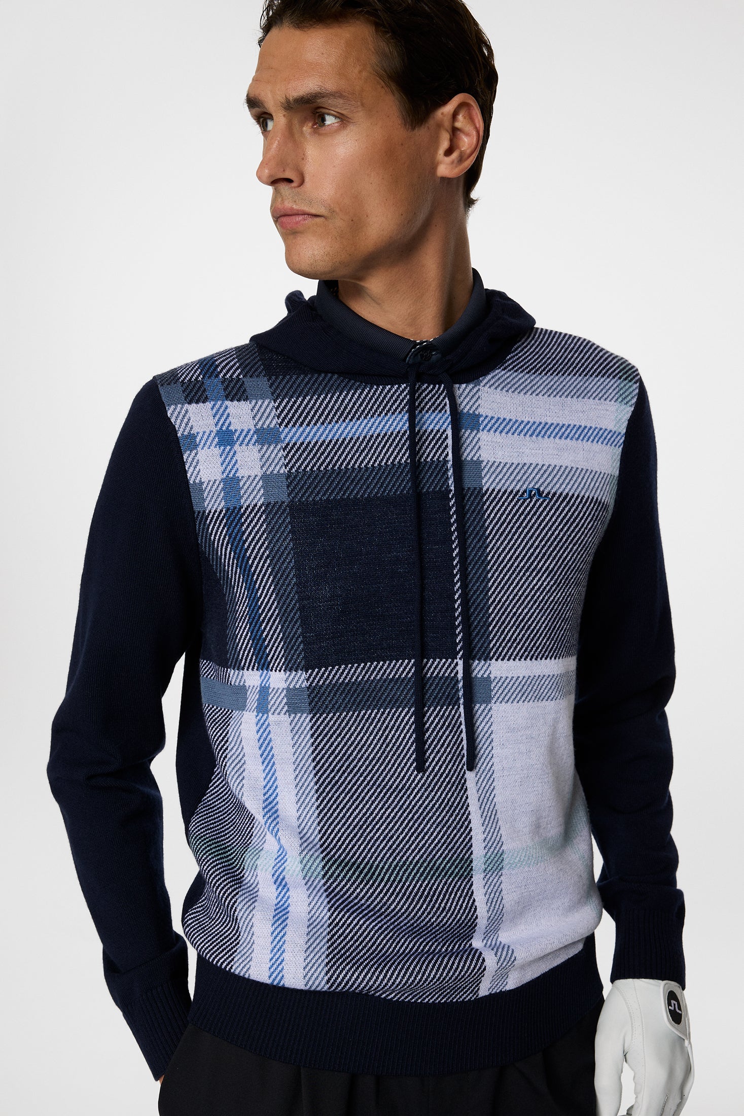 Karl Merino Hoodie DPWT / Tartan Navy - Image 4