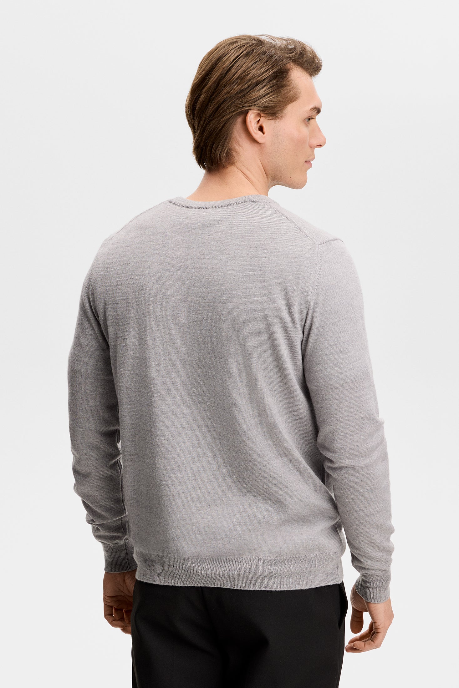 Keane Merino Crew Neck / Light Grey Melange - Image 3