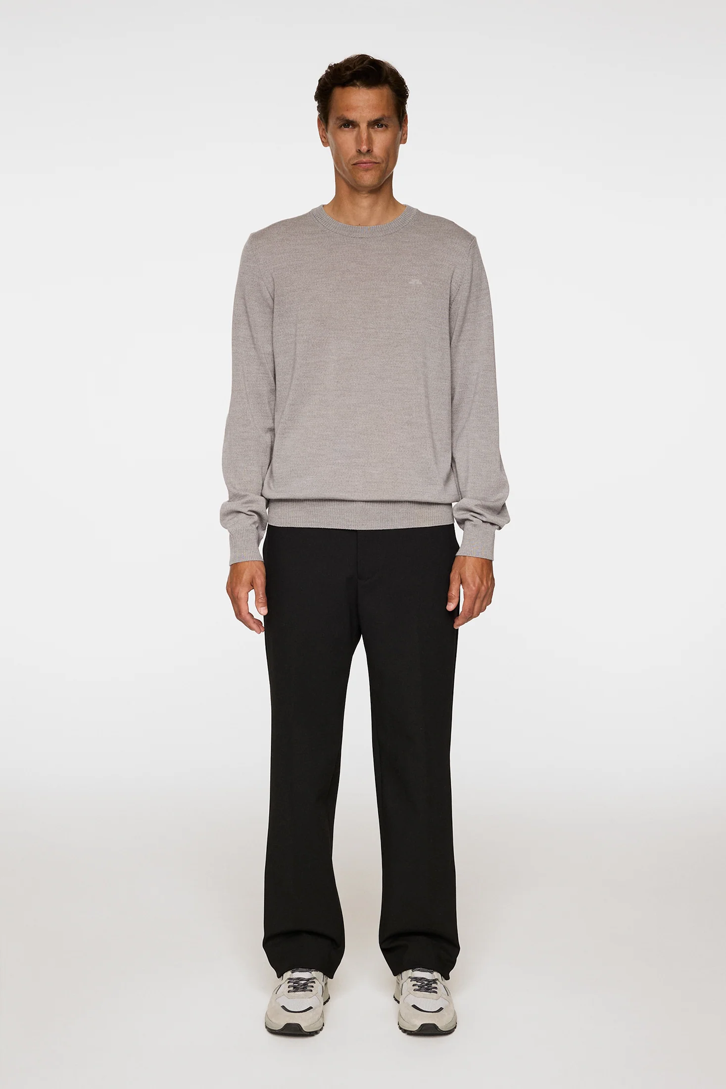 Keane Merino Crew Neck / Light Grey Melange - Image 4