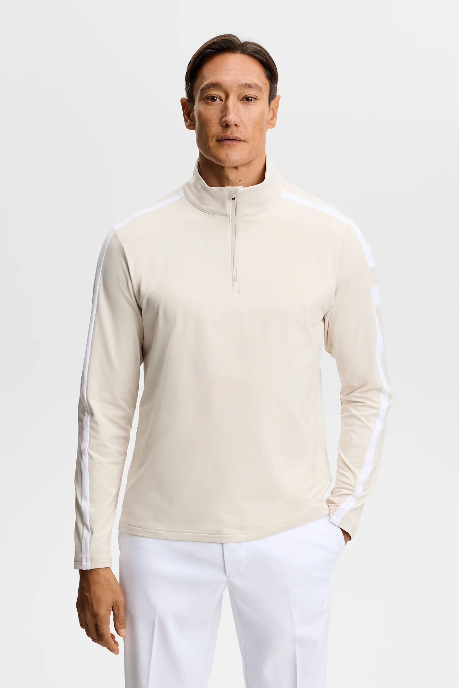 Keaton Quarter Zip Mid Layer / Moonbeam - Image 2