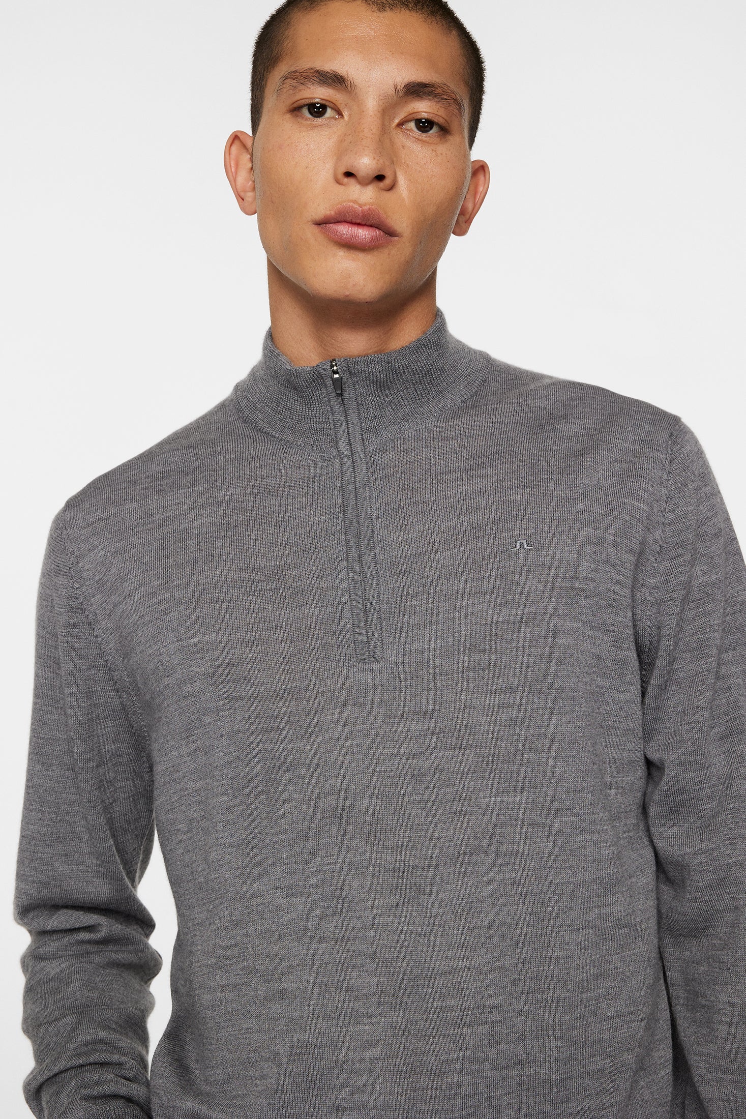 Kiyan Quarter Zip Sweater / Mid Grey Melange - Image 5