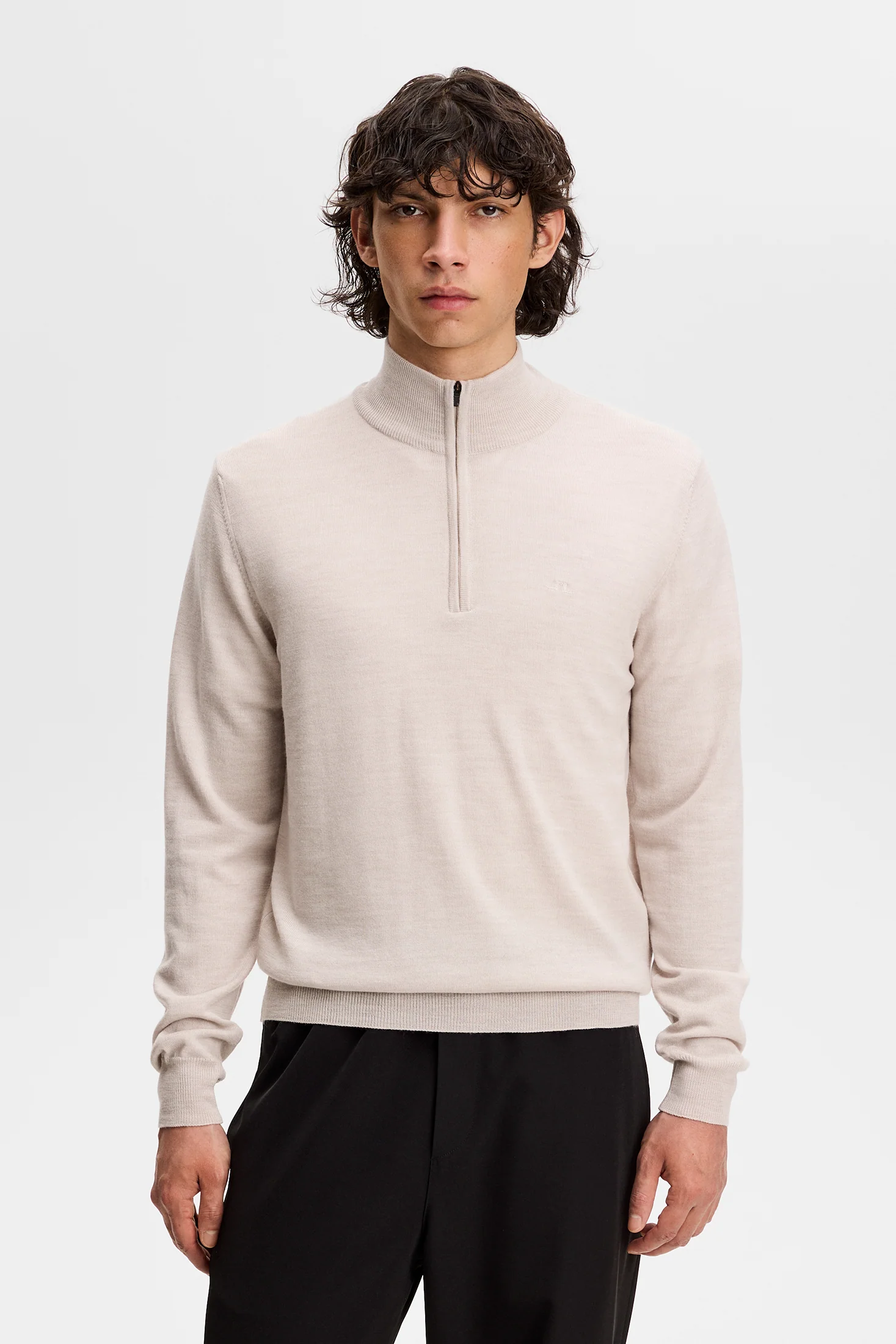 Kiyan Quarter Zip Sweater / Moonbeam Melange - Image 2