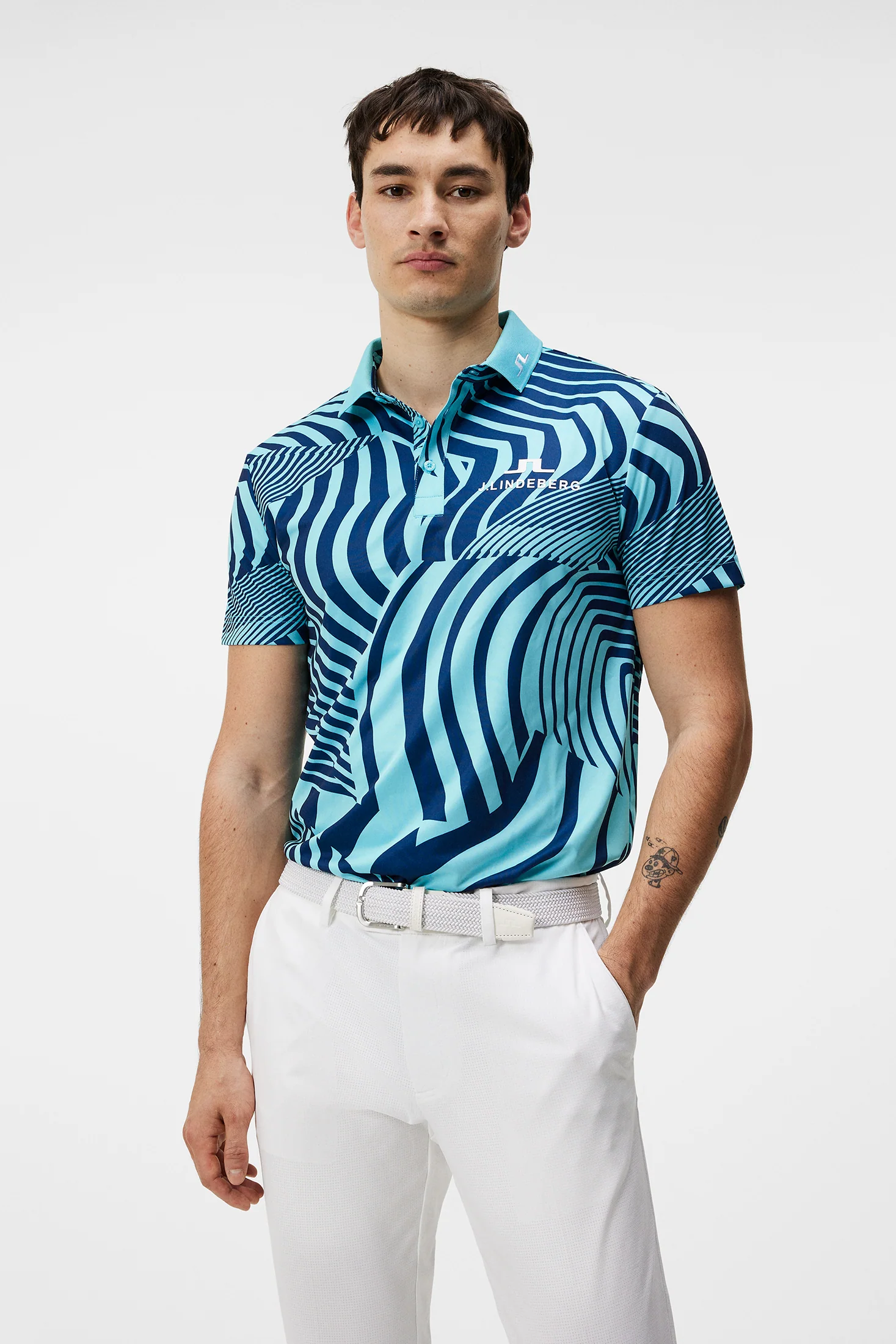 KV Tour Print Golf Polo / Dazzle Wave Blue Curacao - Image 3