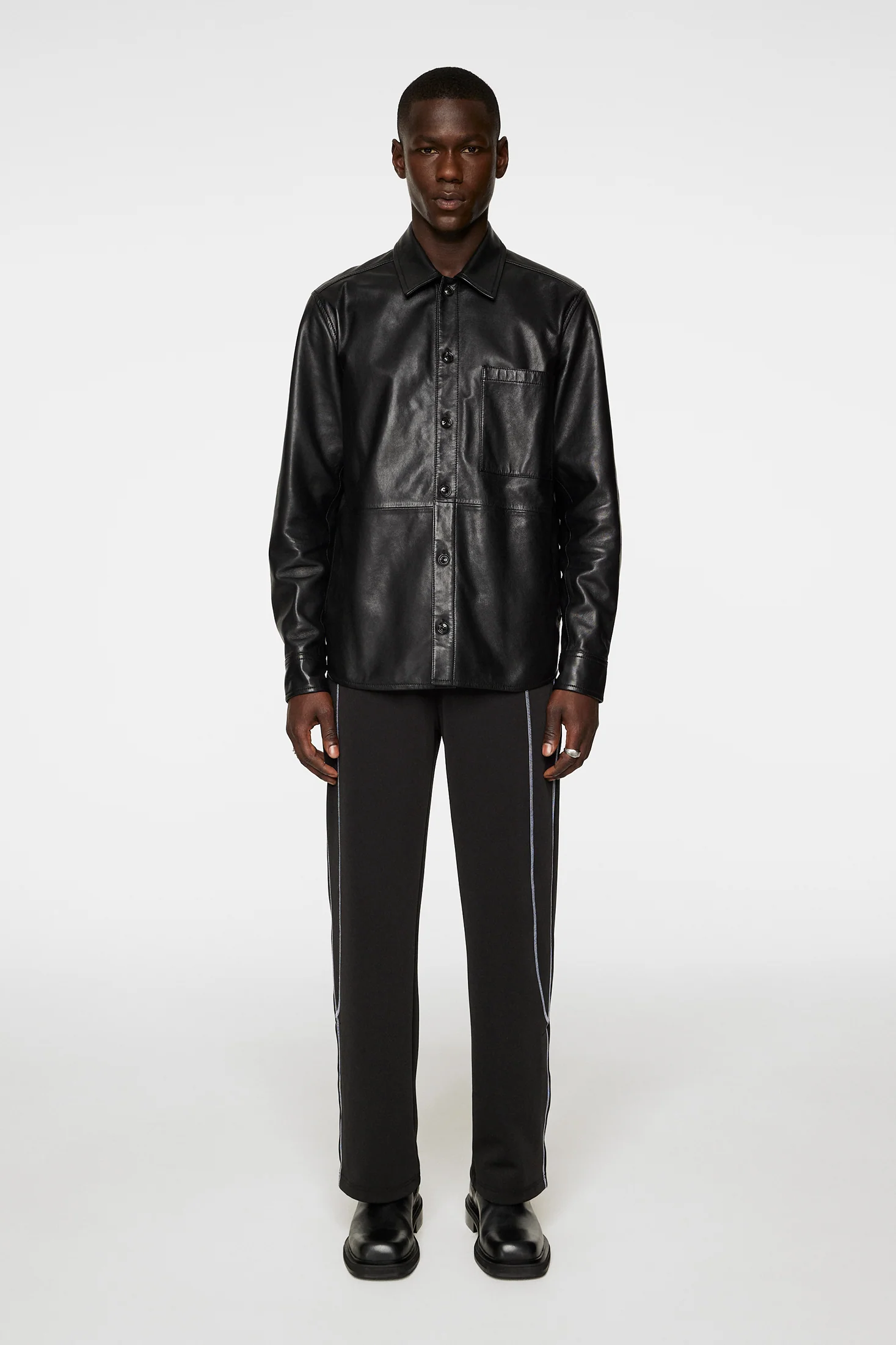 Lanson Leather Overshirt / Black - Image 4