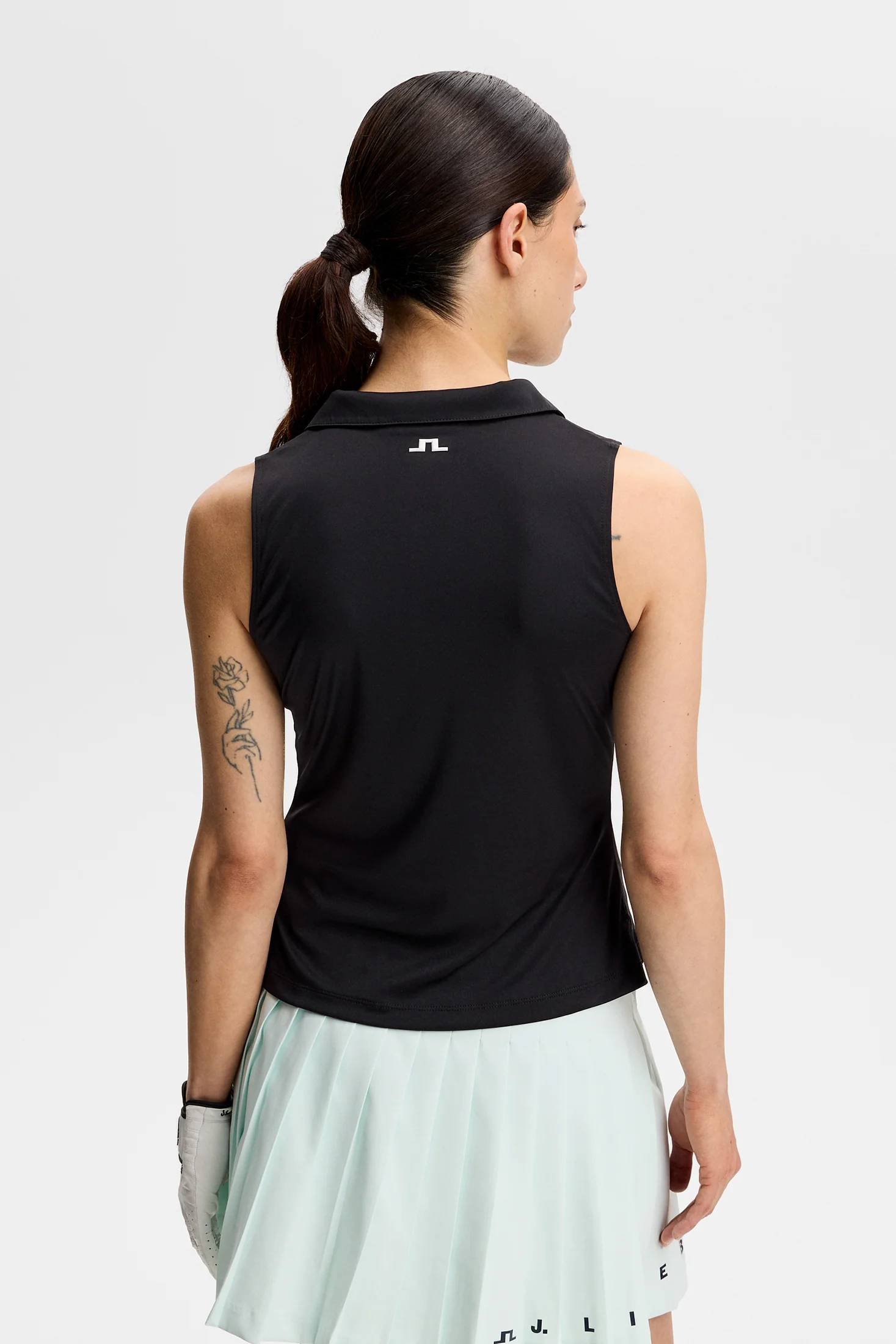 Leah Sleeveless Polo / Black - Image 3