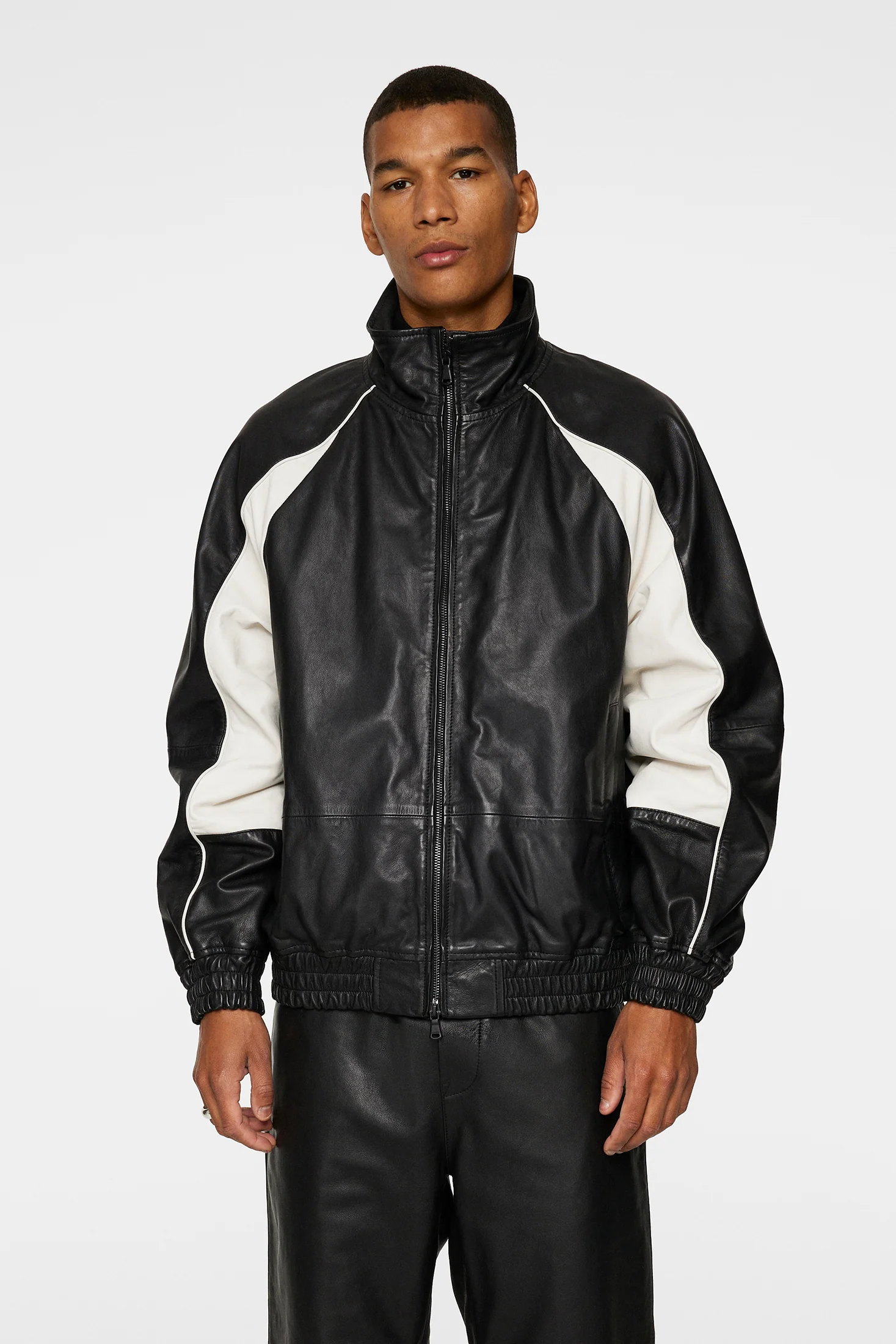 Lex Leather Track Jacket / Black - Image 2